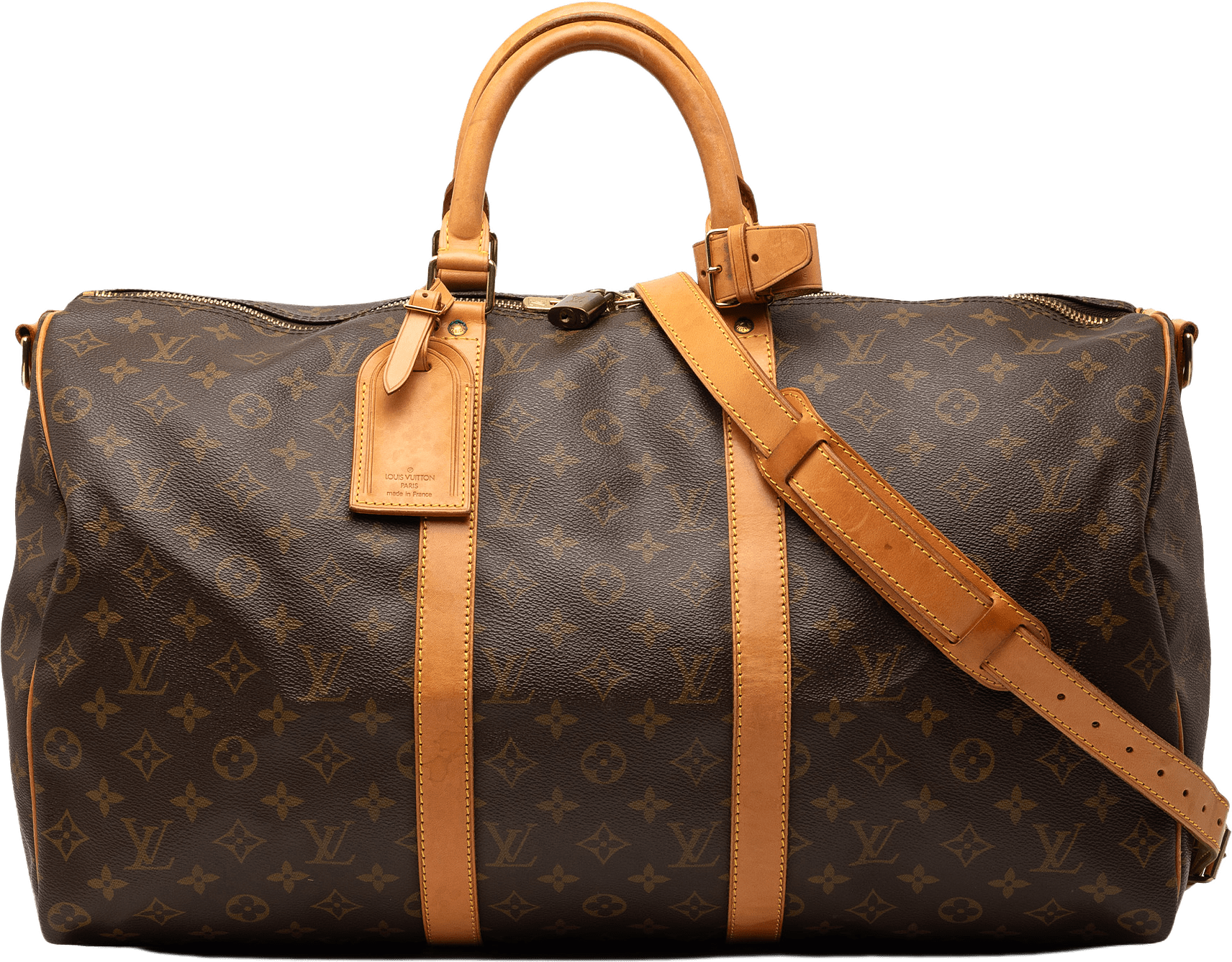 Louis Vuitton Monogram Keepall Bandouliere 50, från Luxclusif, i färgen brown.