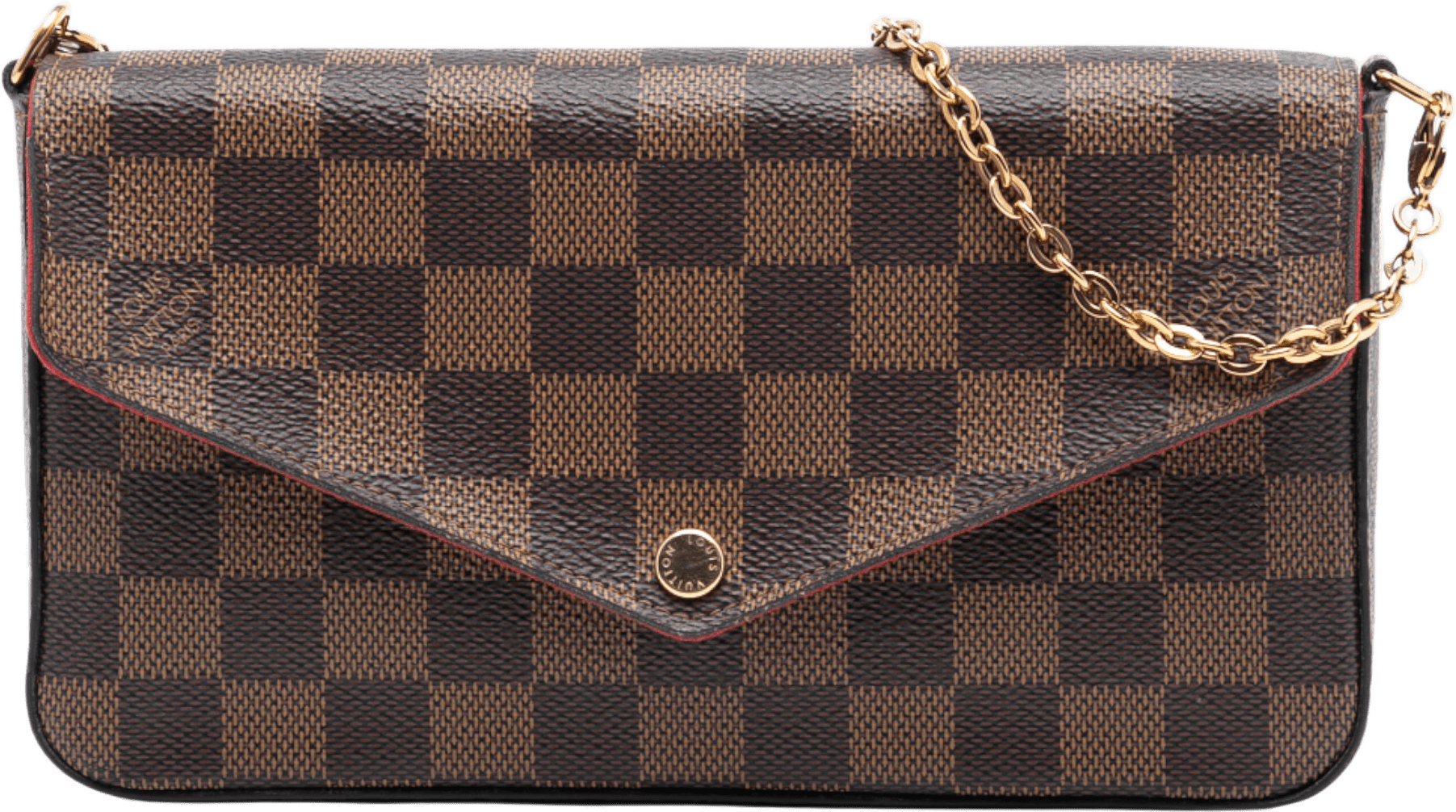 Louis Vuitton Damier Ebene Pochette Felicie, från Luxclusif, i färgen brown.