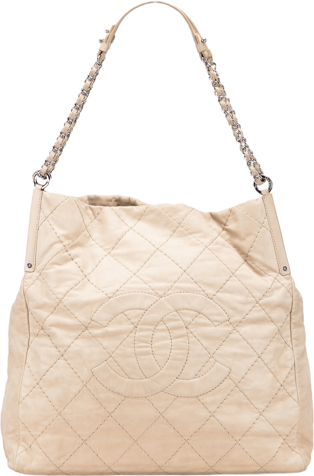 Chanel Iridescent Calfskin Sea Hit Tote, från Luxclusif, i färgen beige.