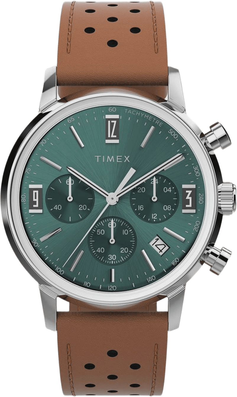Timex Marlin Chronograph Herr, Svart/brun Läderrem - Tw2w10100, från Timex, i färgen 1.