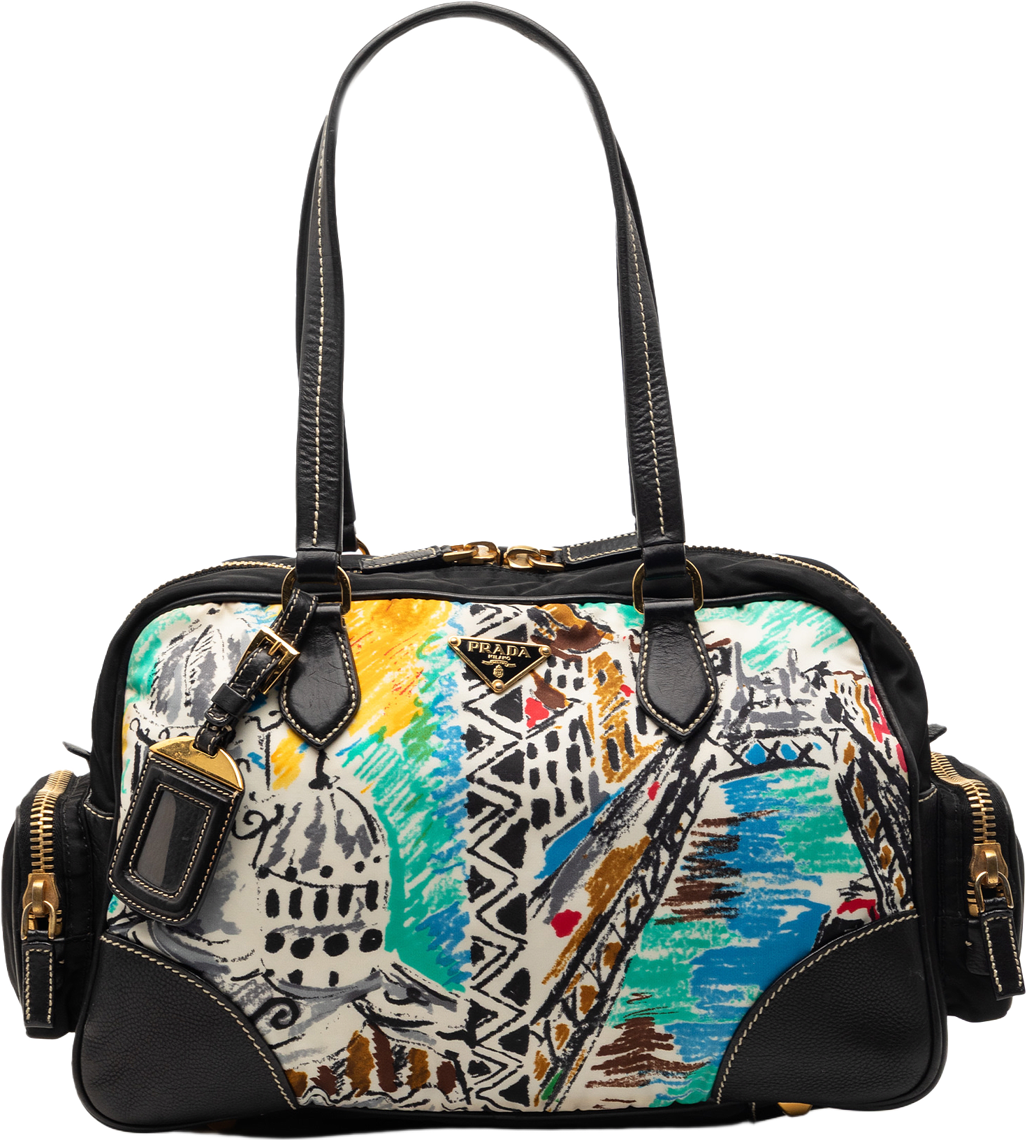 Prada Printed Canvas Venezia Shoulder Bag, från Luxclusif, i färgen black.