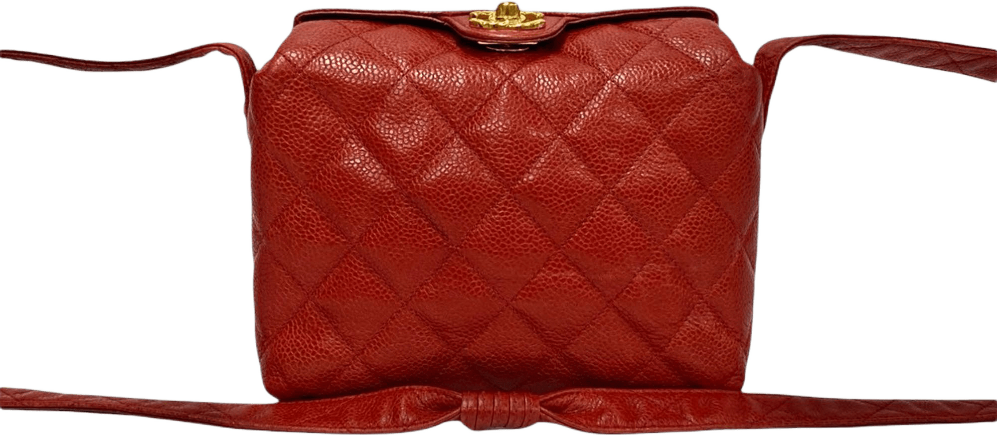 Chanel Cc Quilted Caviar Crossbody, från Luxclusif, i färgen red.