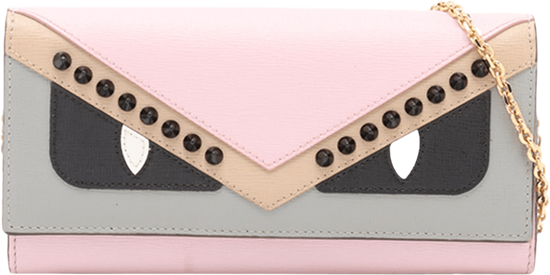 Fendi Studded Leather Monster Eyes Tube Wallet On Chain, från Luxclusif, i färgen light pink.