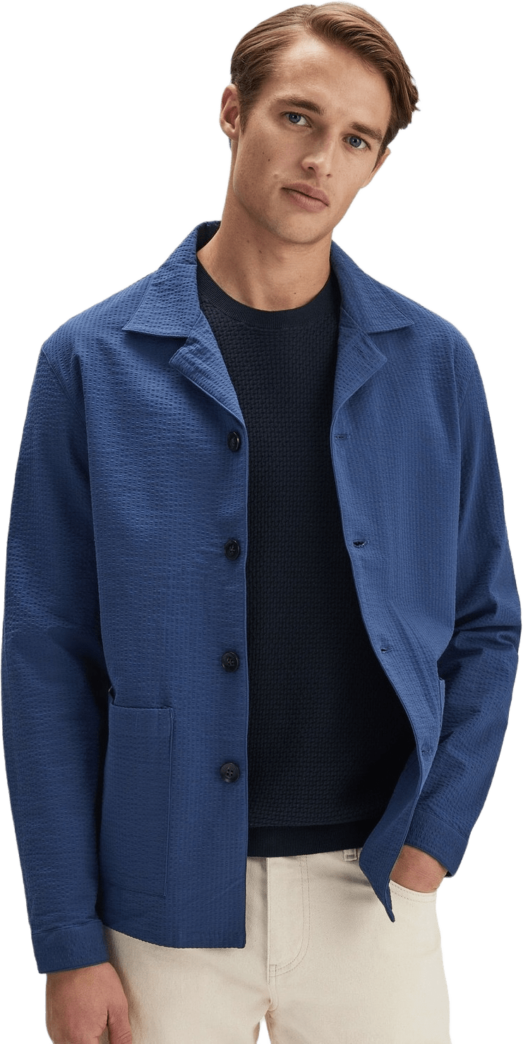 Seersucker Shirt Jacket, från John Henric, i färgen blue.