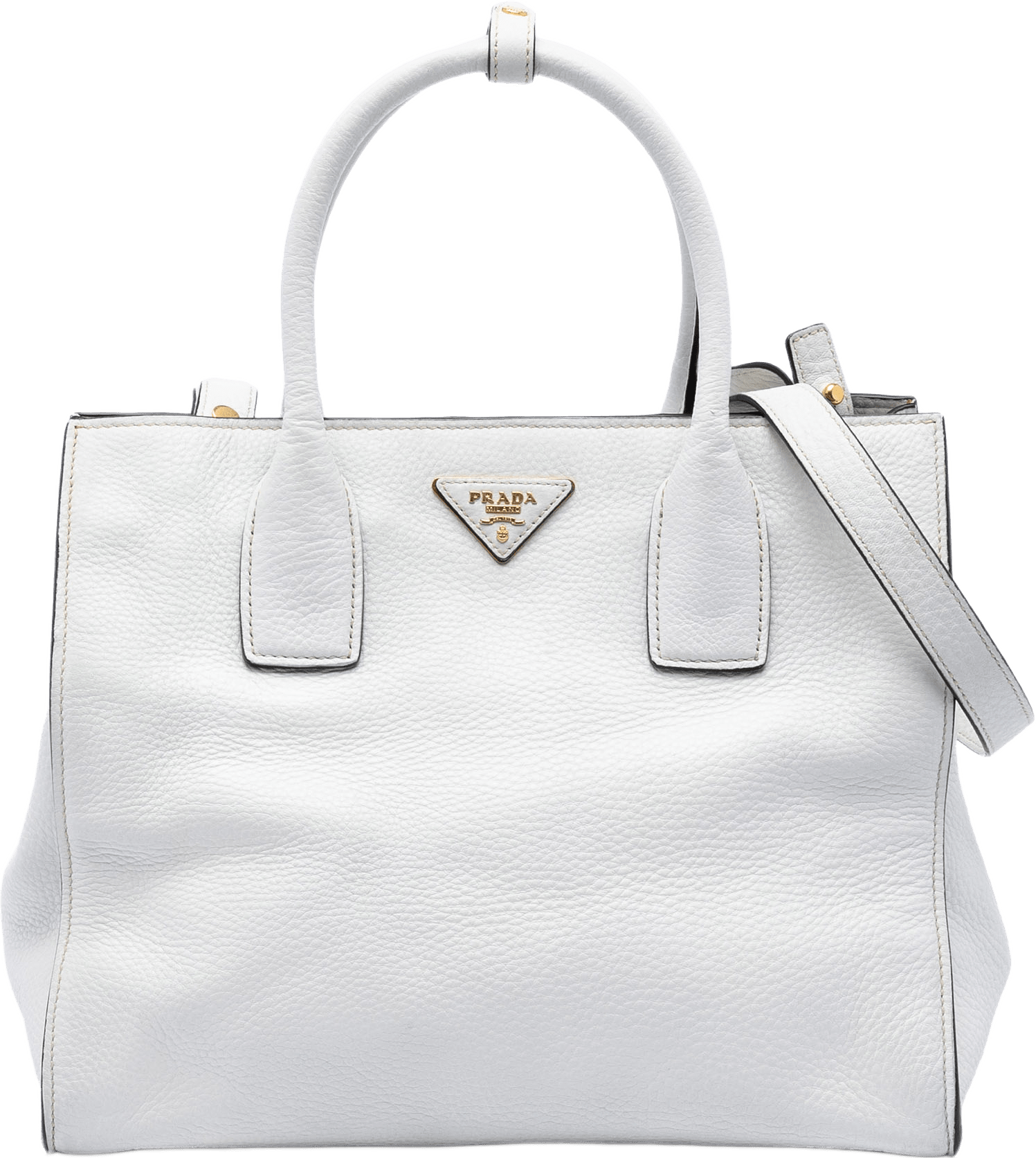Prada Vitello Daino Open Convertible Tote, från Luxclusif, i färgen white.