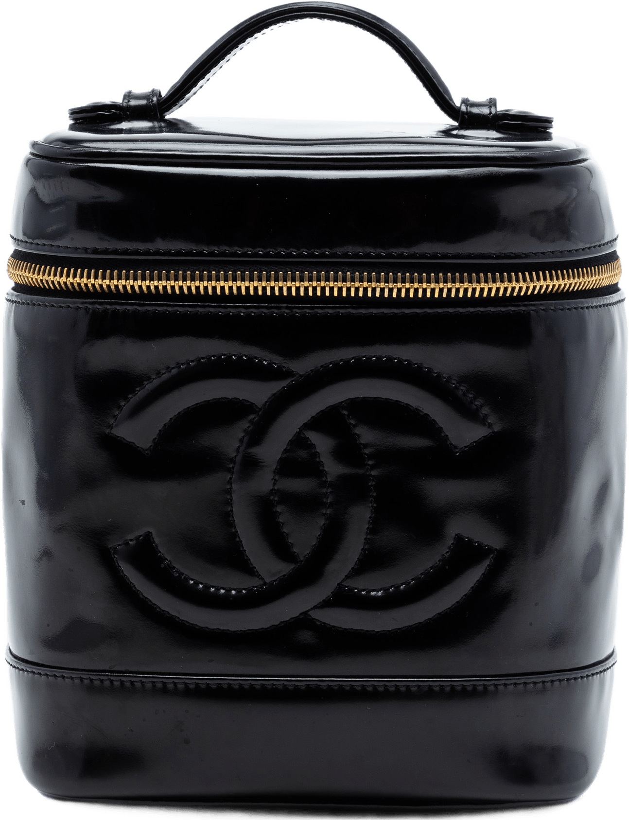 Chanel Cc Patent Vanity Bag, från Luxclusif, i färgen svart.