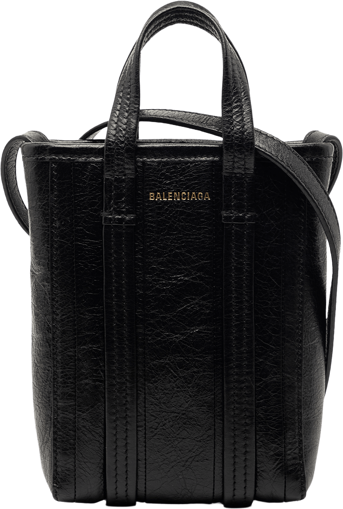 Balenciaga Mini Lambskin Barbes North South Shopper Bag, från Luxclusif, i färgen black.