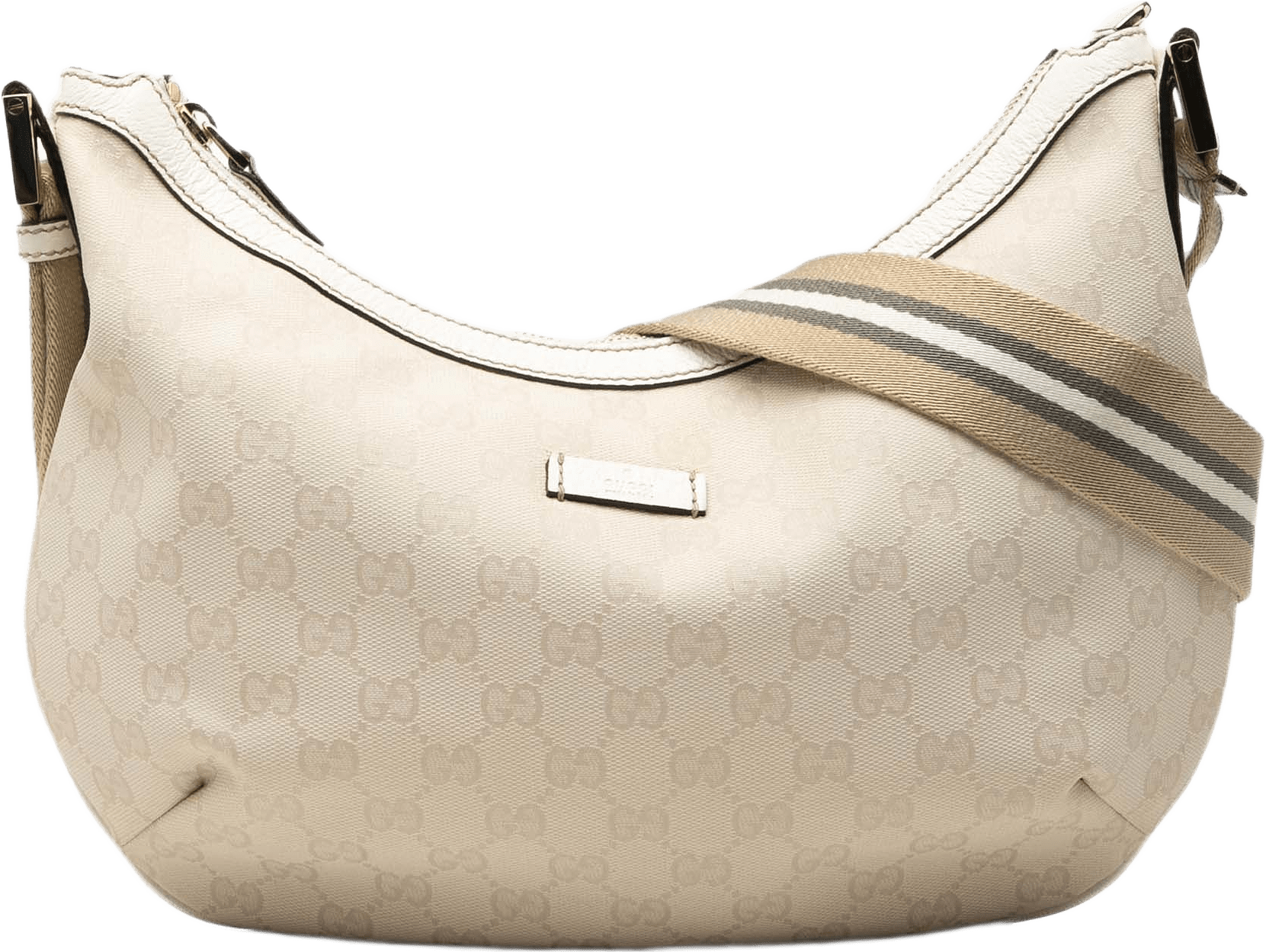 Gucci Gg Canvas Web Crossbody, från Luxclusif, i färgen beige.
