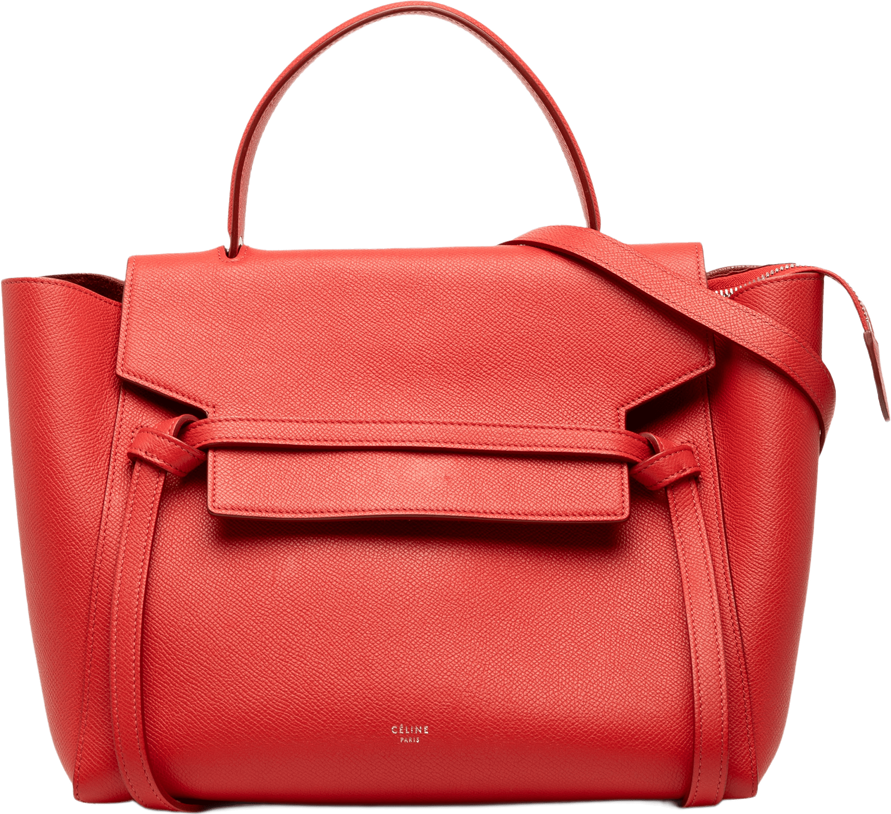 Celine Mini Grained Calfskin Belt Bag, från Luxclusif, i färgen röd.