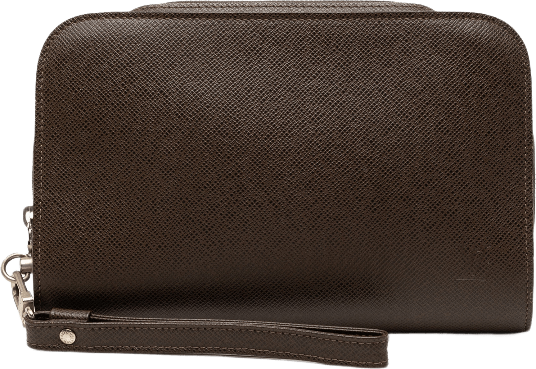 Louis Vuitton Taiga Pochette Baikal, från Luxclusif, i färgen brun.