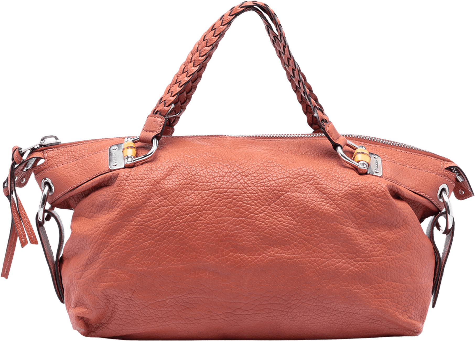 Gucci Medium Leather Bamboo Bar Tote, från Luxclusif, i färgen orange.