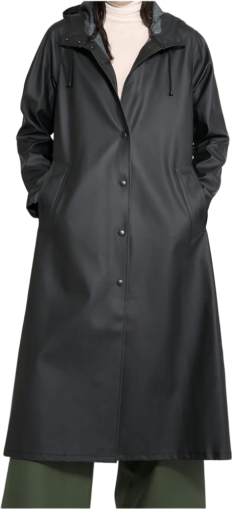 Mosebacke Long Raincoat, från Stutterheim, i färgen black.