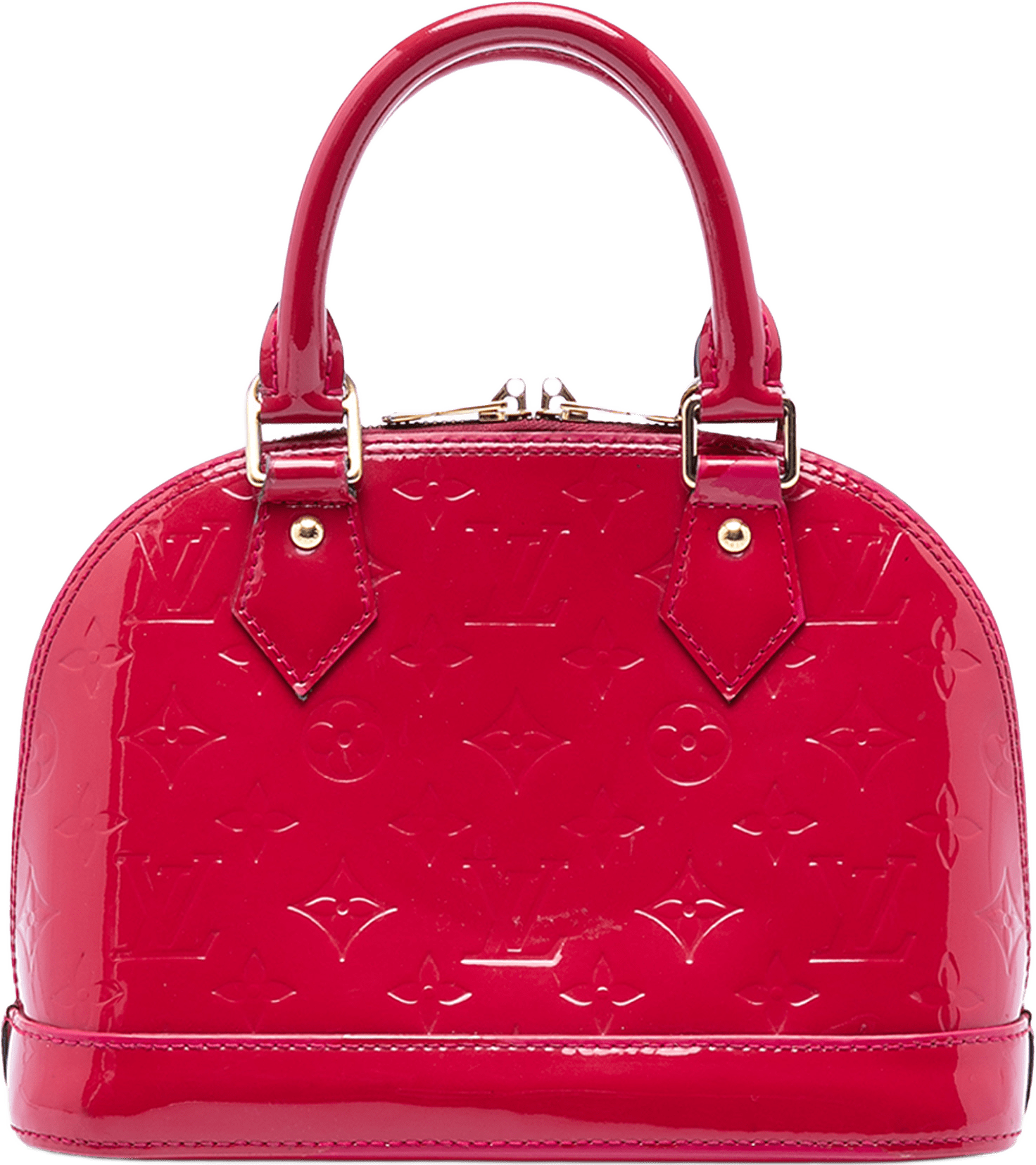 Louis Vuitton Monogram Vernis Alma Bb, från Luxclusif, i färgen dark pink.