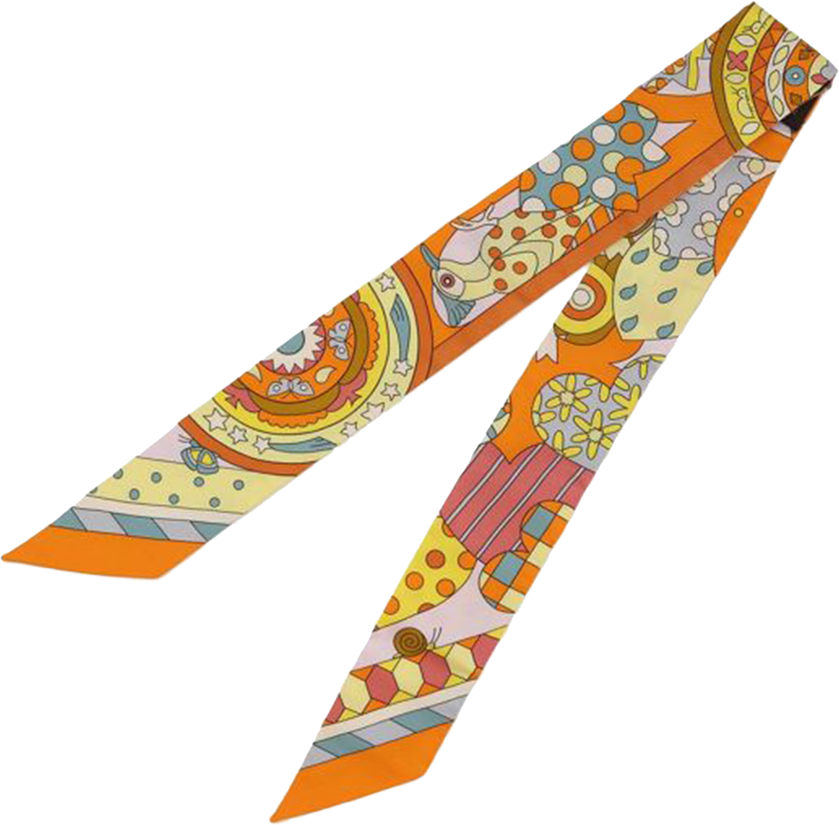 Hermès Les Murmures De La Foret Twilly Silk Scarf, från Luxclusif, i färgen orange.