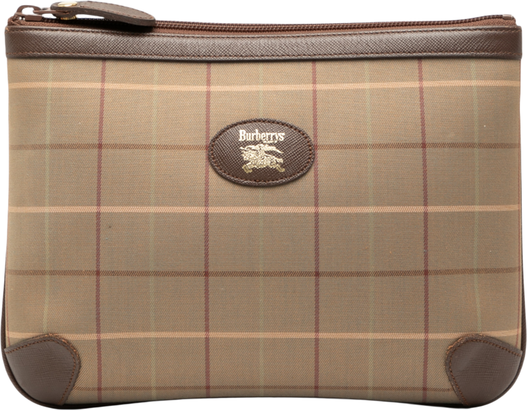 Burberry Vintage Check Canvas Clutch, från Luxclusif, i färgen light brown.