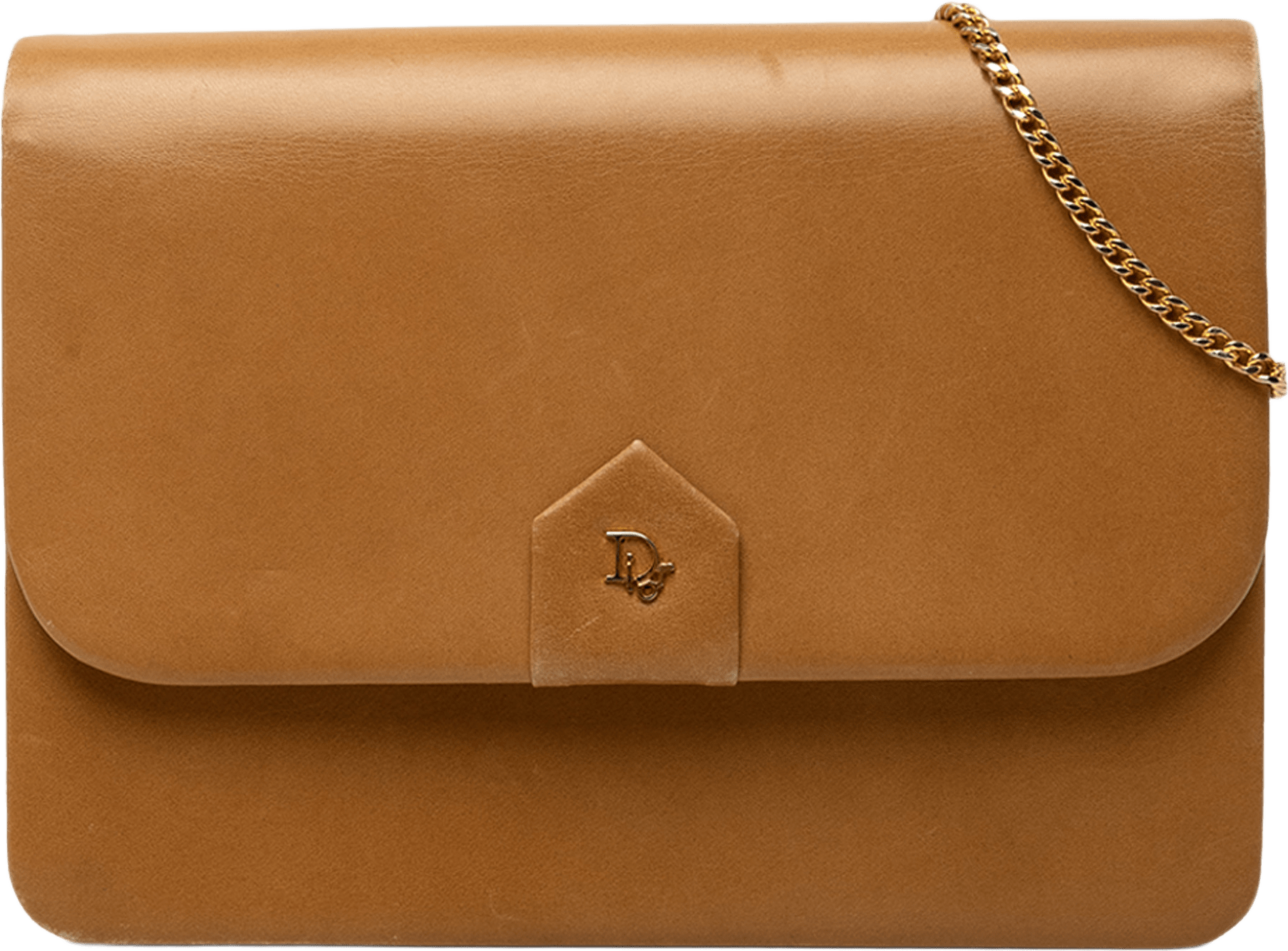 Dior Leather Chain Crossbody, från Luxclusif, i färgen brun.