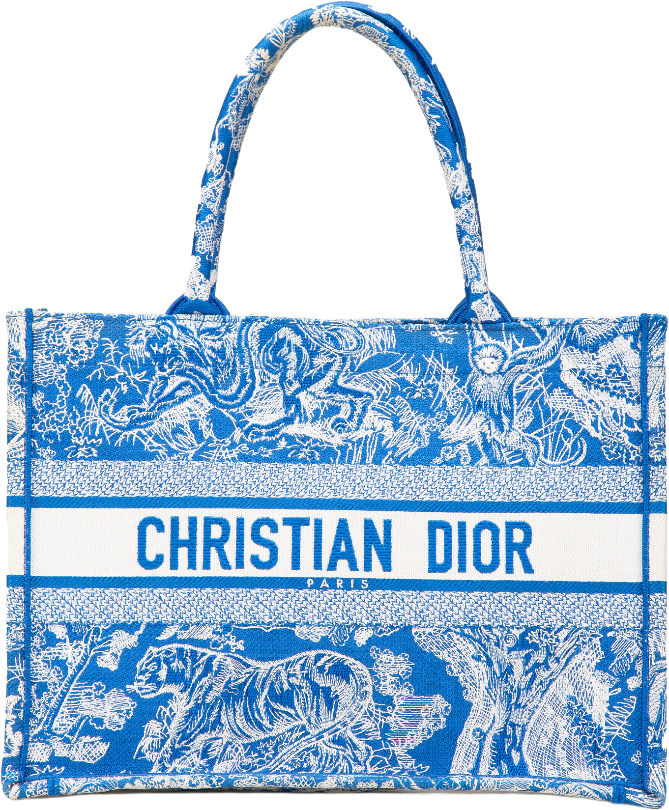 Dior Medium Canvas Embroidered Dioriviera Toile De Jouy Book Tote, från Luxclusif, i färgen blue.