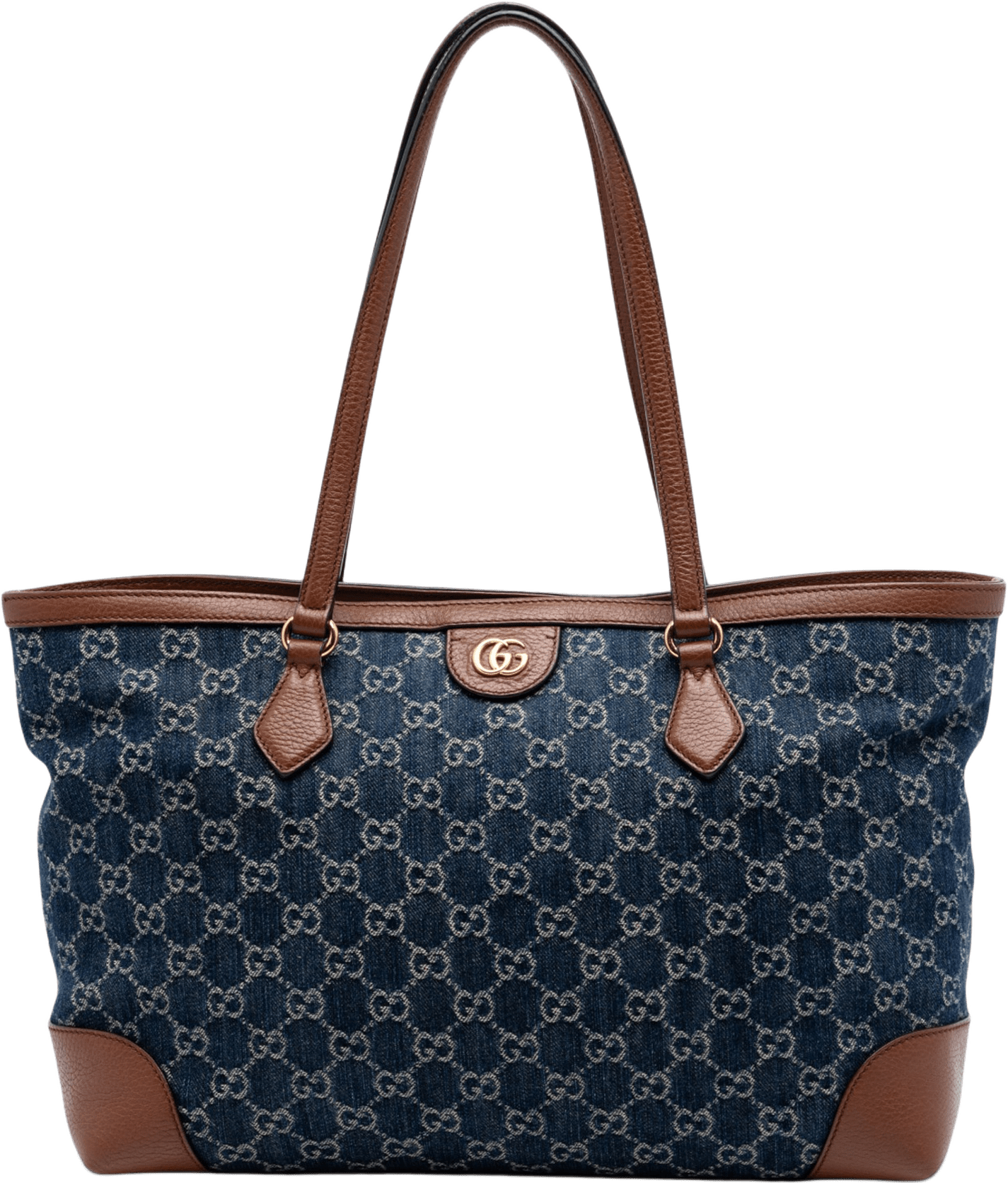 Gucci Medium Gg Denim Ophidia Tote, från Luxclusif, i färgen blue.