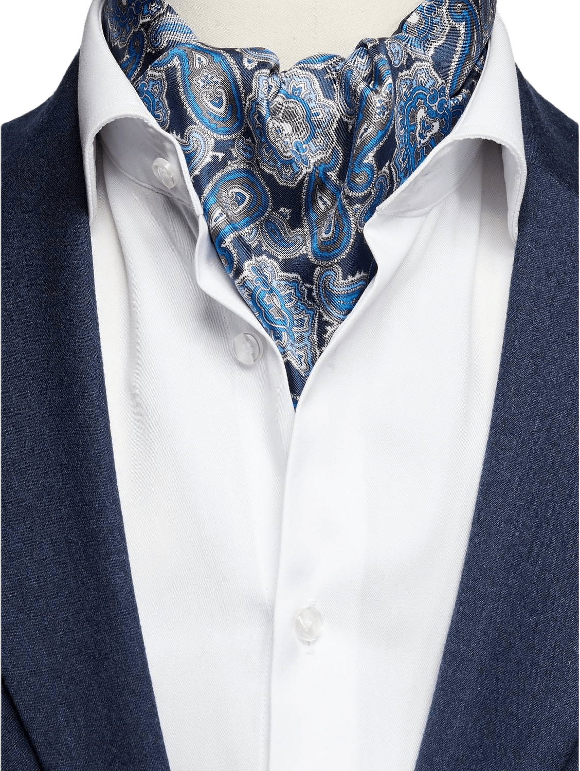 Silk Single Pointed Ascot Paisley, från John Henric, i färgen blue.