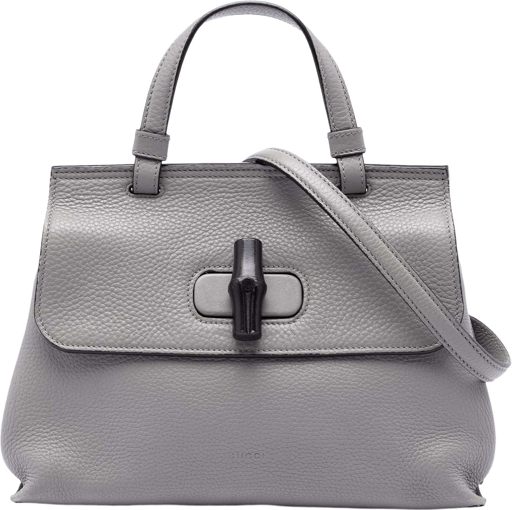 Gucci Small Leather Bamboo Daily Satchel, från Luxclusif, i färgen gray.