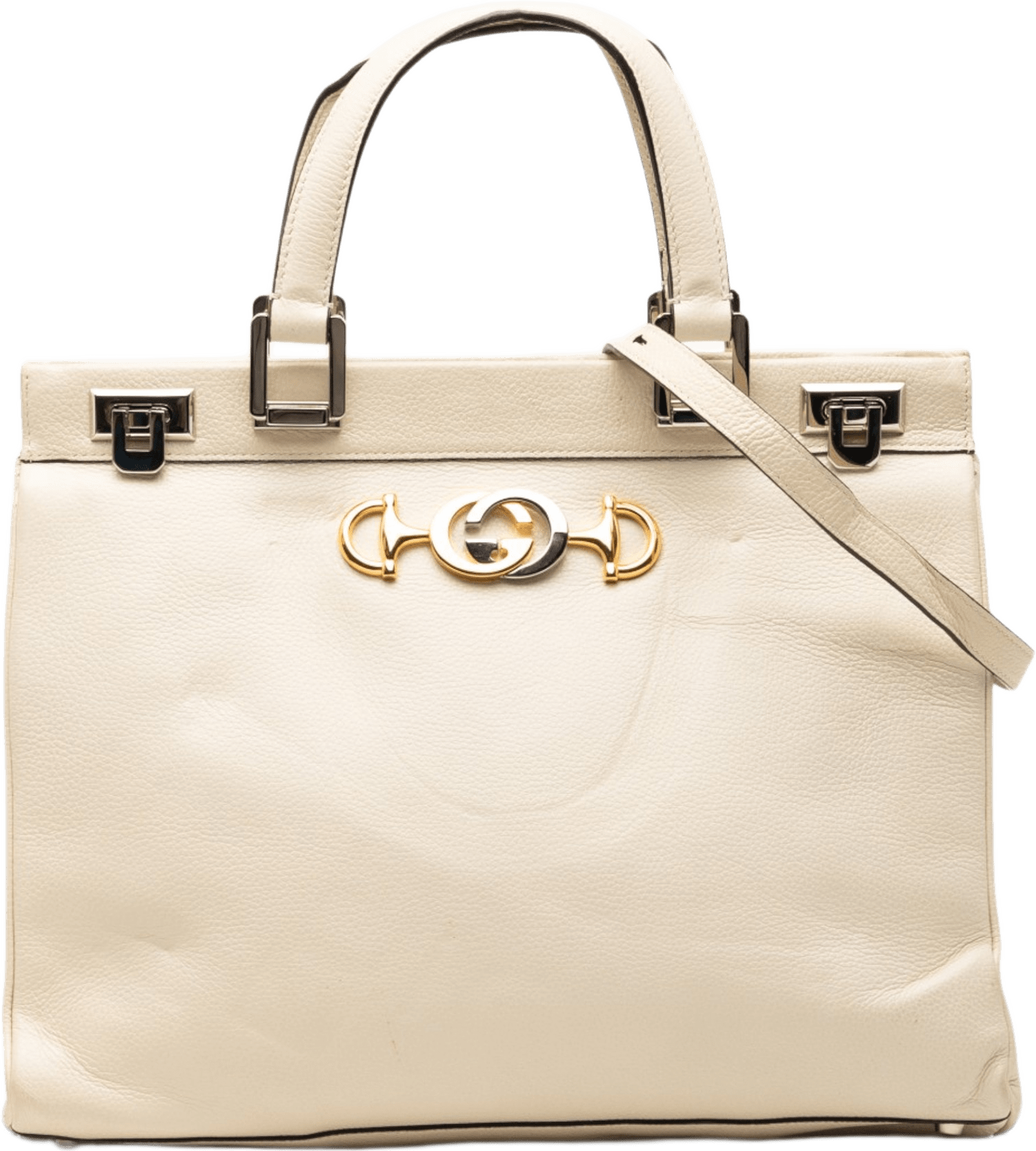 Gucci Medium Calfskin Zumi Top Handle Bag, från Luxclusif, i färgen white.