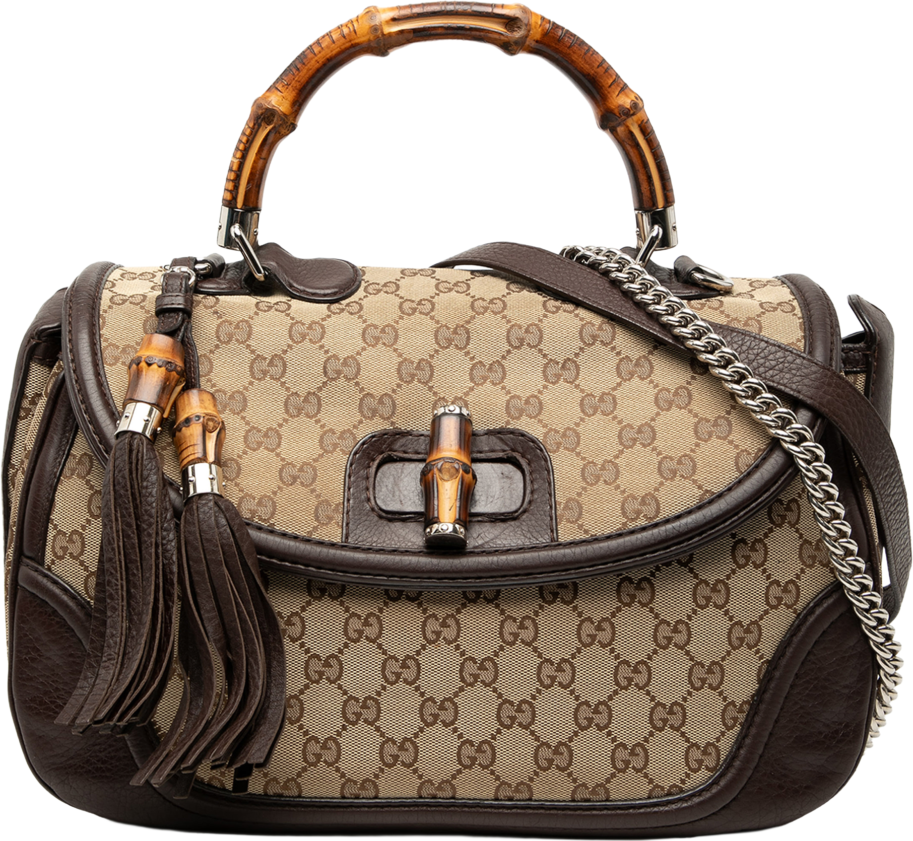 Gucci Large Gg Canvas New Bamboo Top Handle Bag, från Luxclusif, i färgen beige.