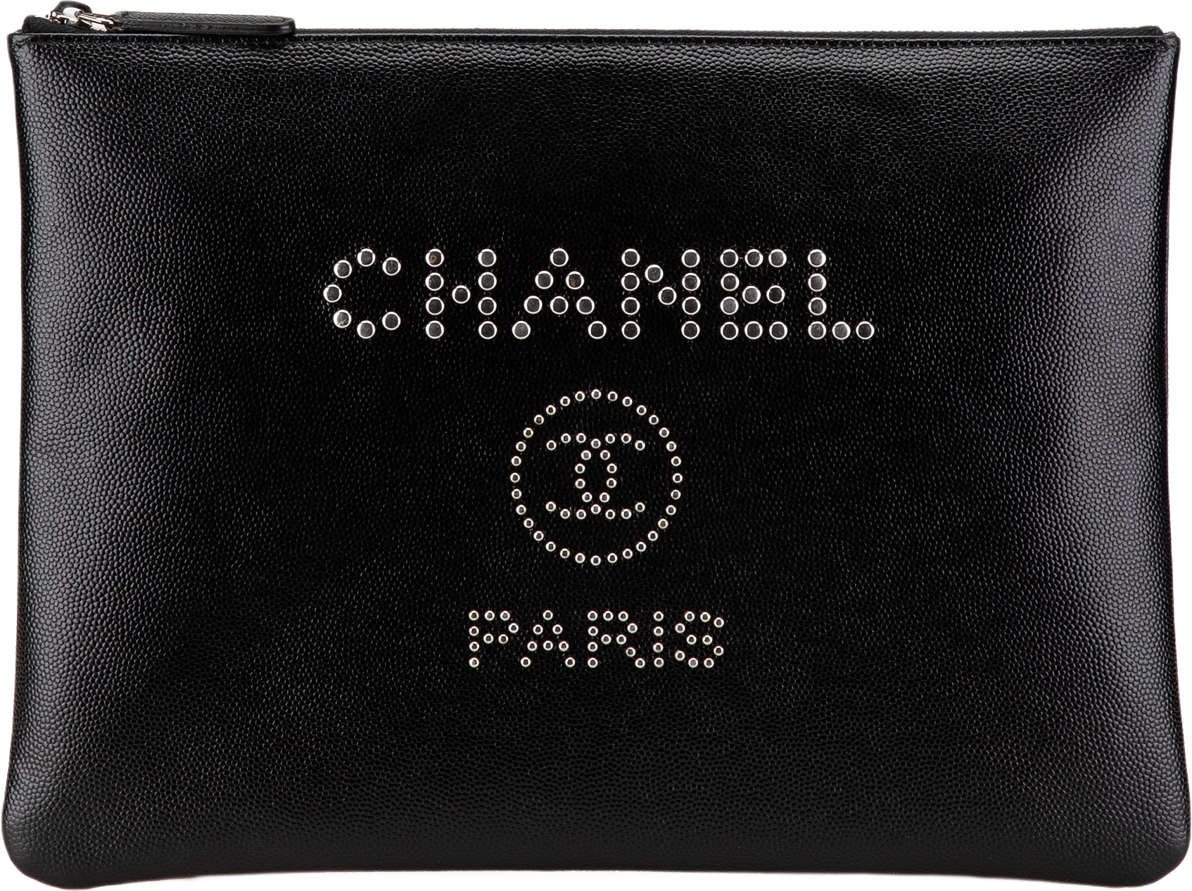 Chanel Medium Caviar Deauville Studded O Case Clutch, från Luxclusif, i färgen black.