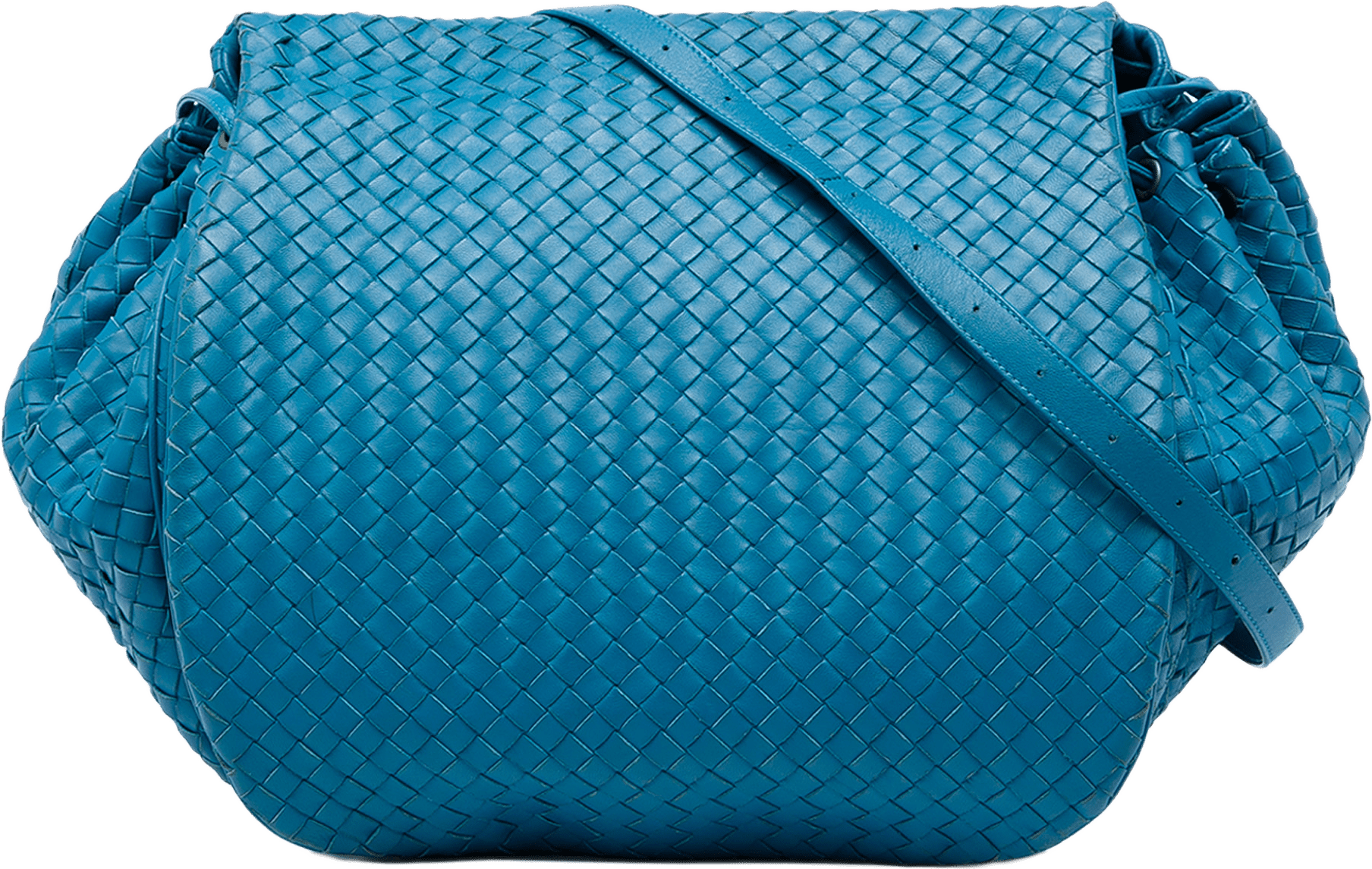Bottega Veneta Nappa Intrecciato Flap Crossbody, från Luxclusif, i färgen blå.