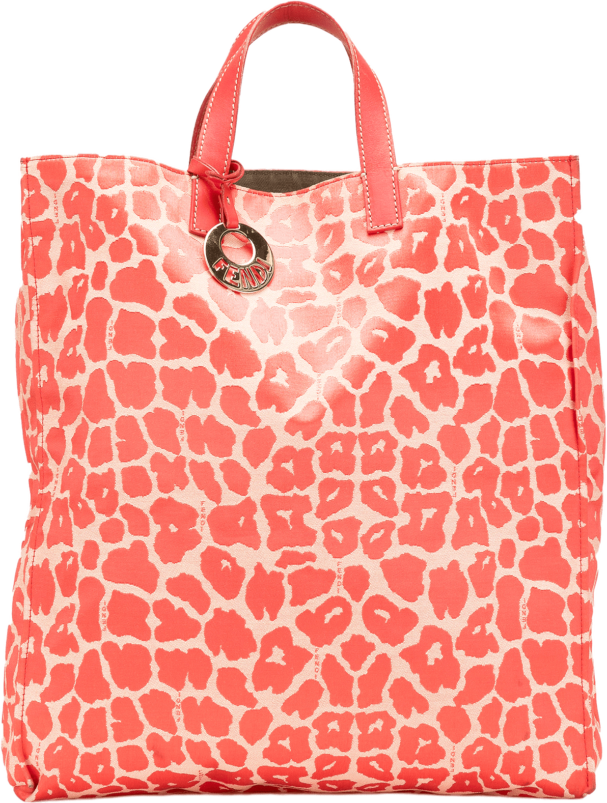 Fendi Leopard Print Canvas Shopper Tote, från Luxclusif, i färgen red.