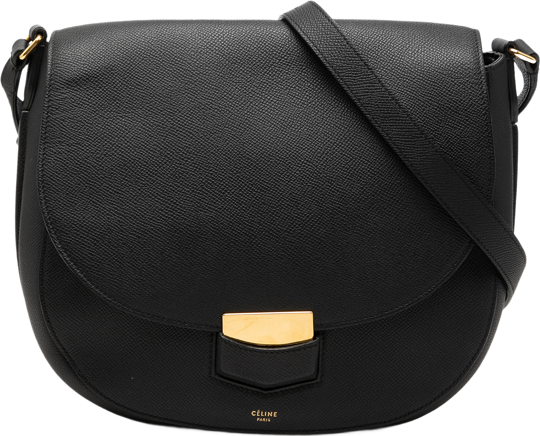 Celine Medium Grained Calfskin Trotteur Crossbody, från Luxclusif, i färgen svart.