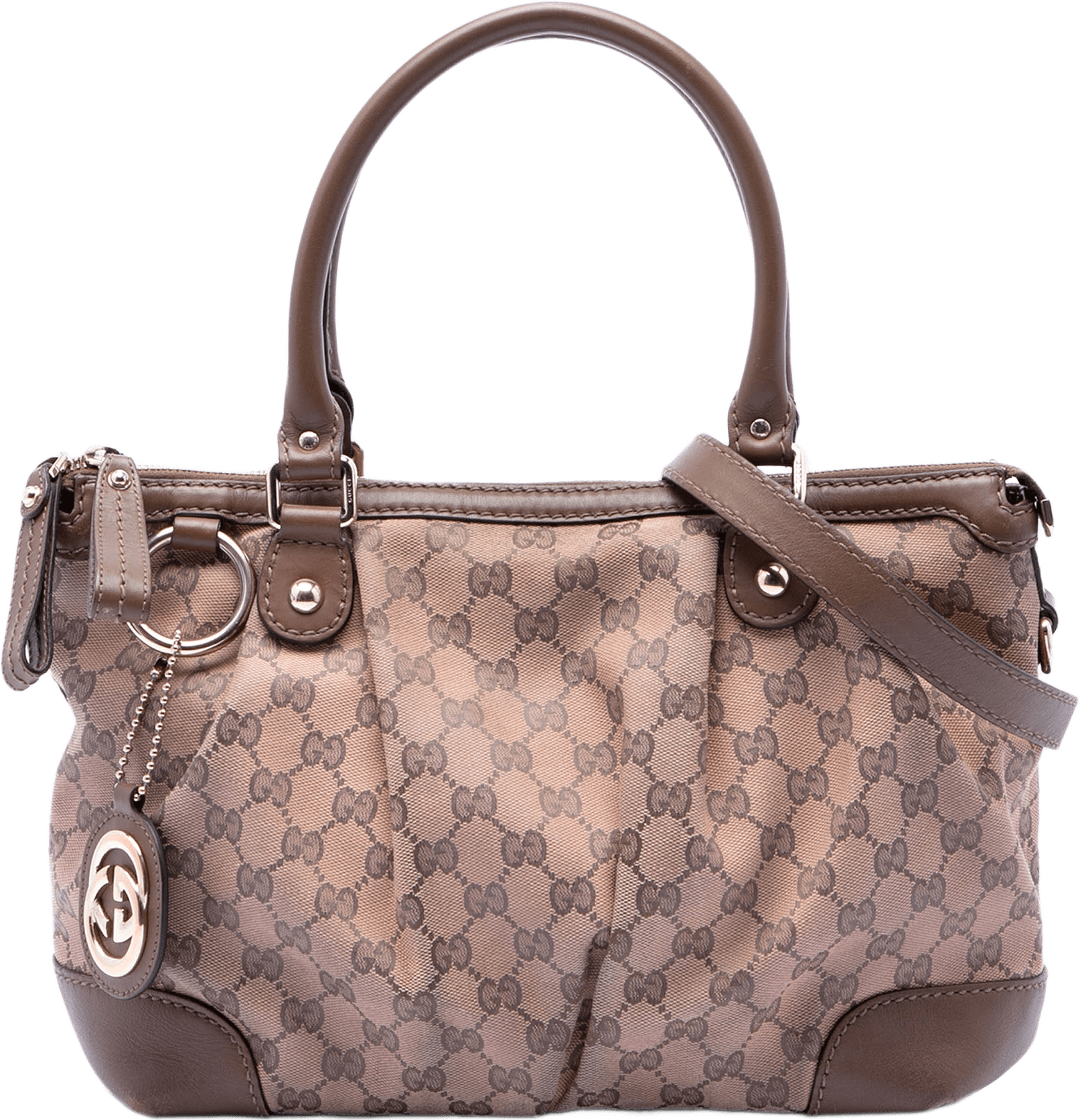 Gucci Gg Canvas Sukey Satchel, från Luxclusif, i färgen beige.