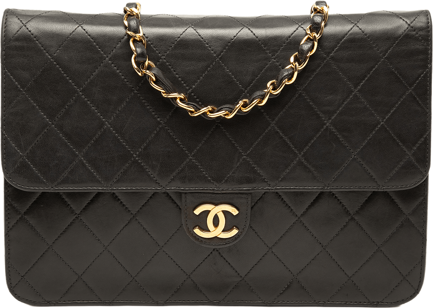 Chanel Medium Cc Quilted Lambskin Single Flap, från Luxclusif, i färgen black.