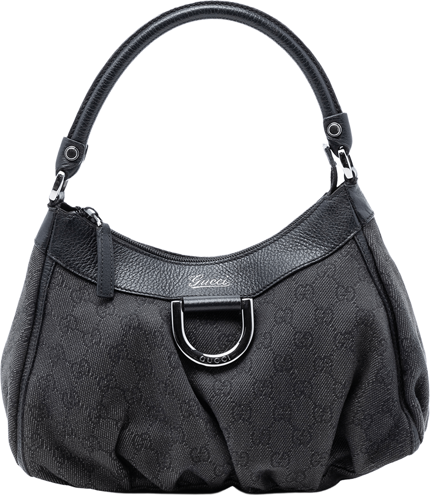 Gucci Gg Denim Abbey D Ring Shoulder Bag, från Luxclusif, i färgen dark gray.