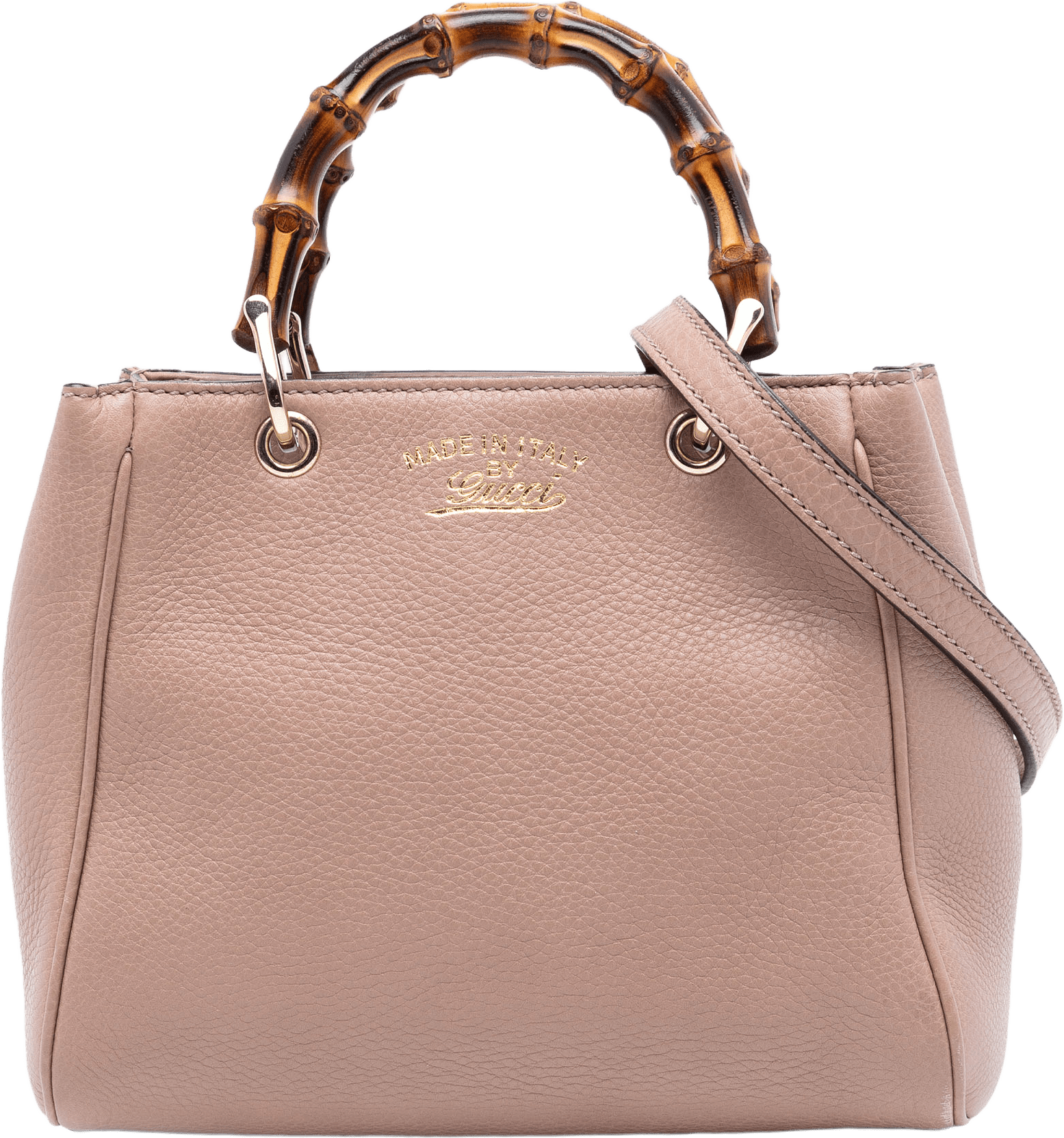 Gucci Mini Calfskin Bamboo Shopper Satchel, från Luxclusif, i färgen pink.