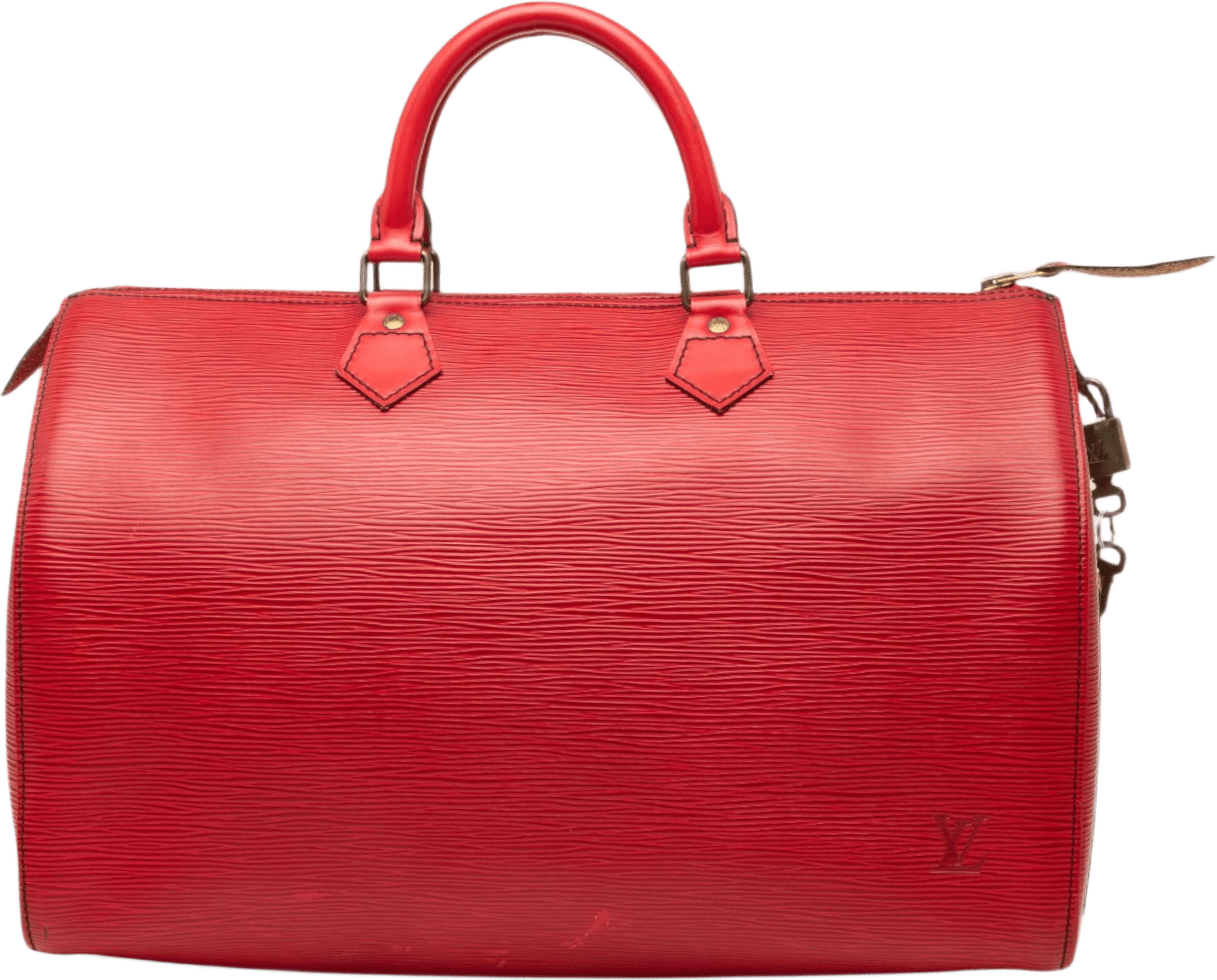 Louis Vuitton Epi Speedy 35, från Luxclusif, i färgen röd.