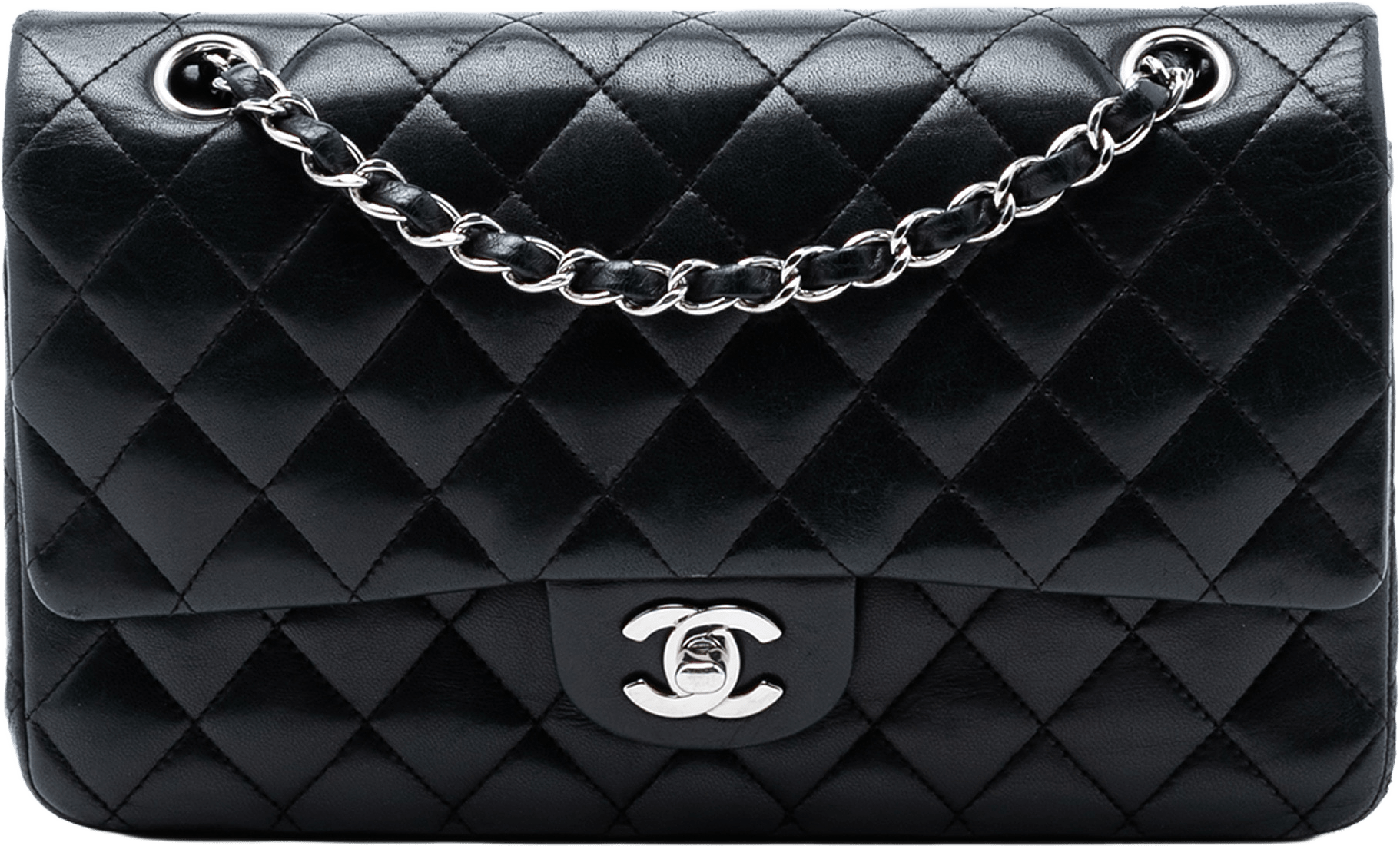 Chanel Medium Classic Lambskin Double Flap, från Luxclusif, i färgen black.