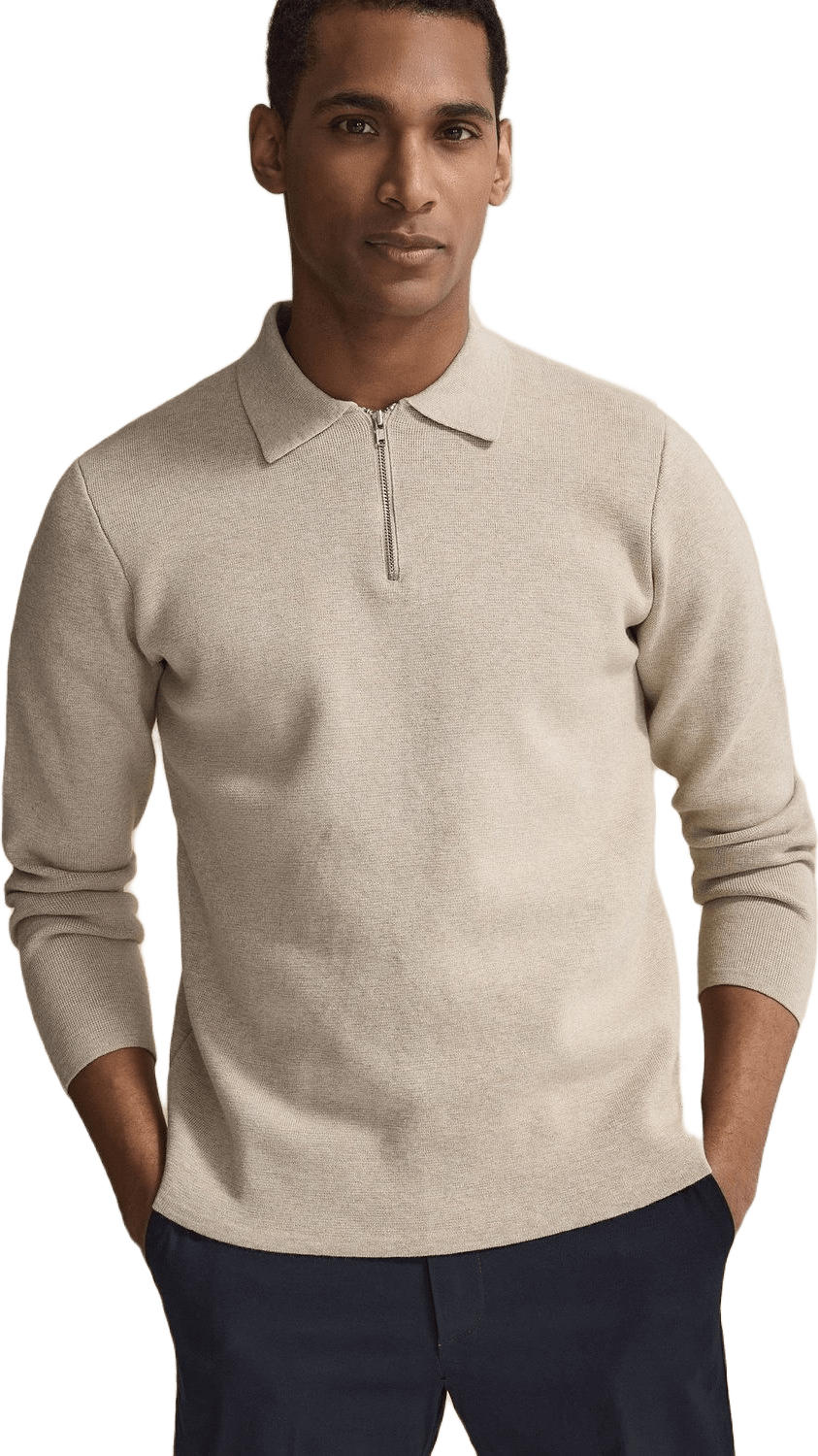 Cotton Plain Knitted Ls Half Zip (ilario)