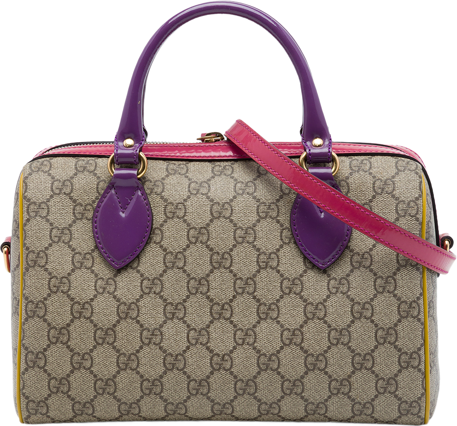 Gucci Limited Edition Small Multicolor Gg Supreme Boston Bag, från Luxclusif, i färgen purpur.