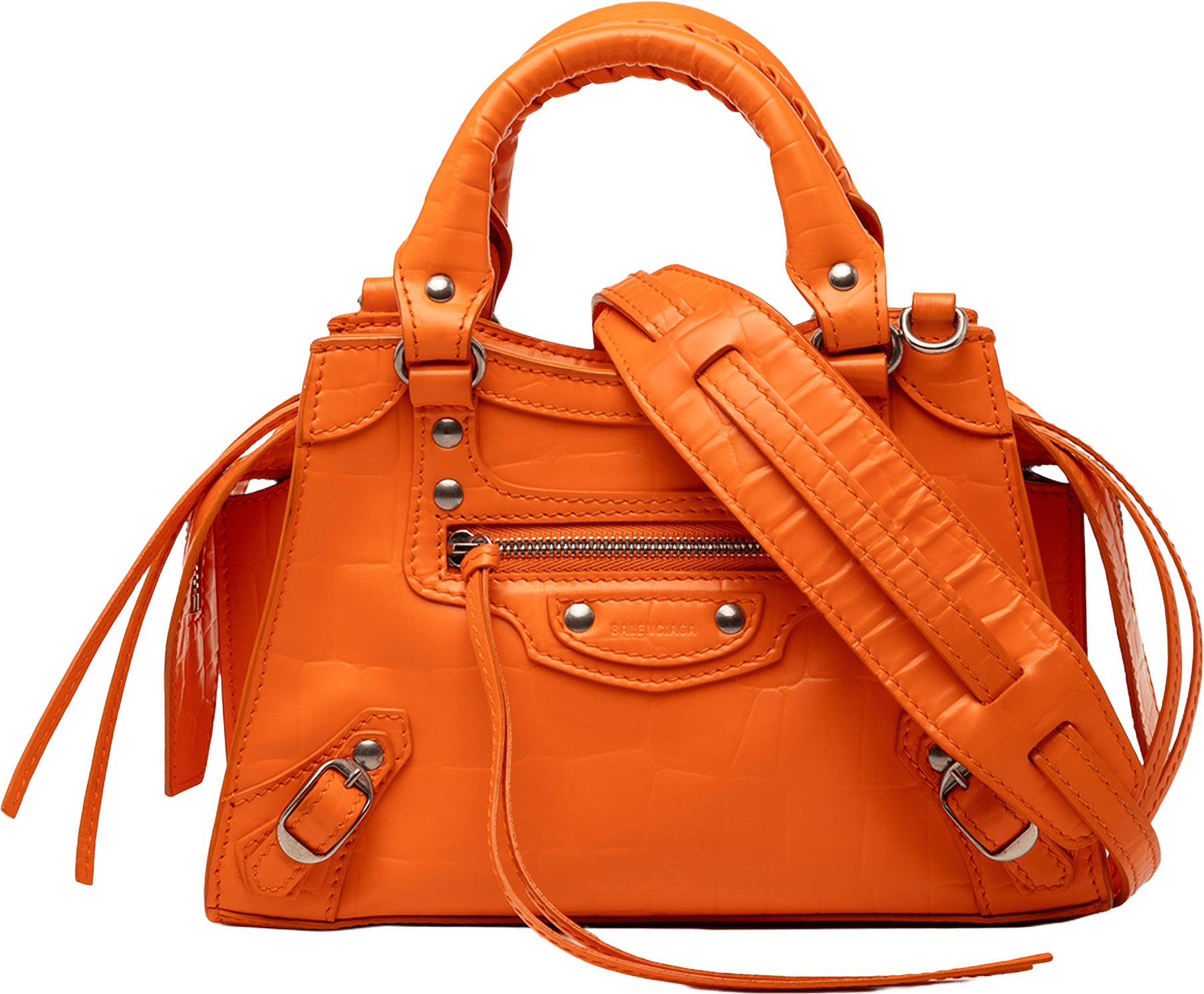 Balenciaga Mini Croc Embossed Calfskin Neo Classic City, från Luxclusif, i färgen orange.