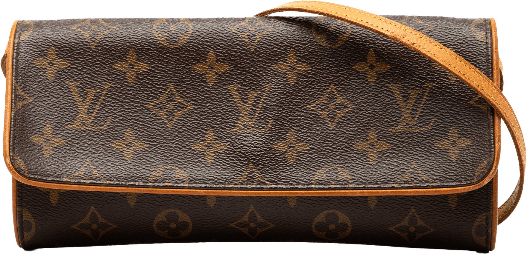 Louis Vuitton Monogram Pochette Twin Gm, från Luxclusif, i färgen brown.