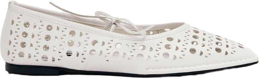 Sway Slit White Leather Ballet Flats