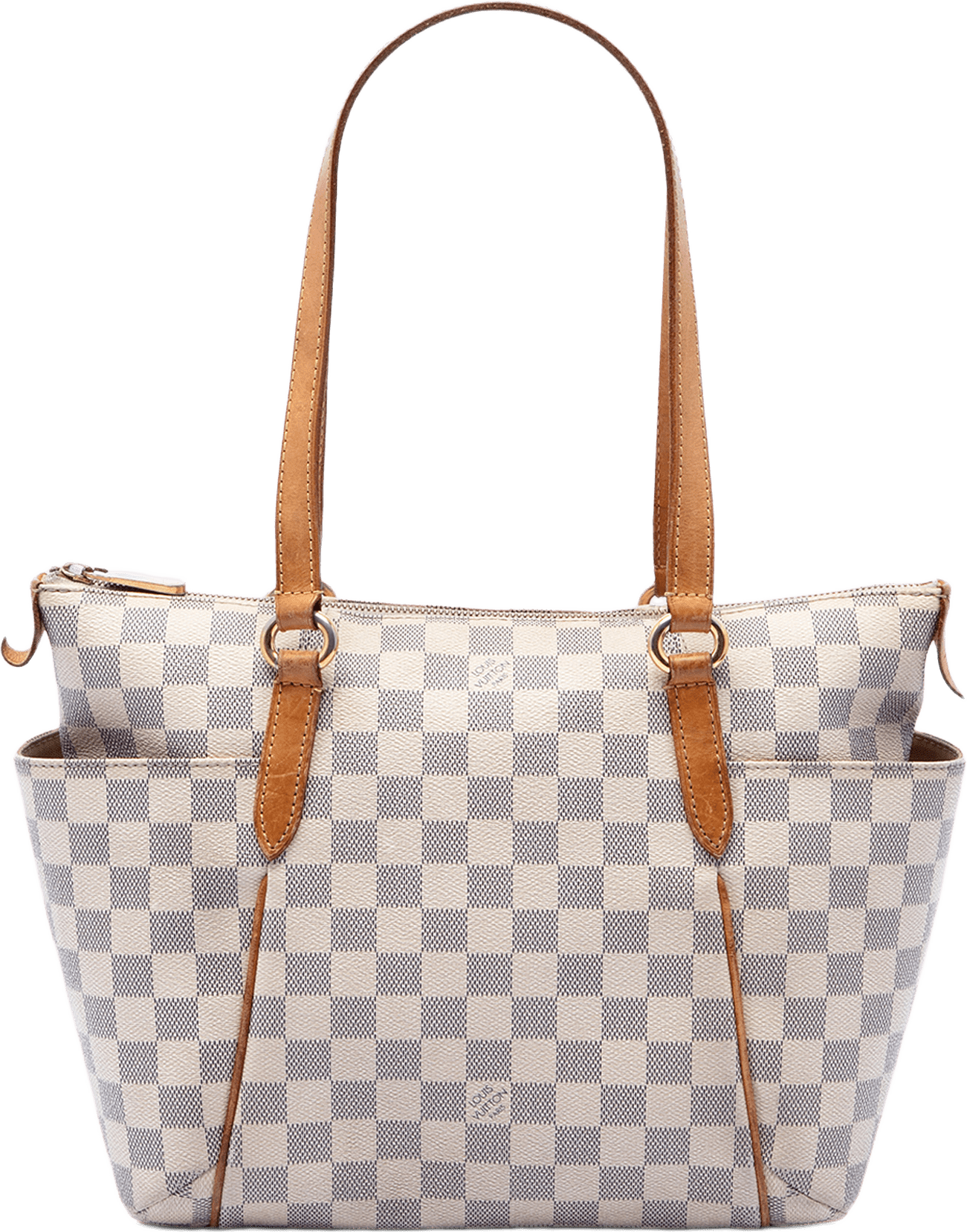 Louis Vuitton Damier Azur Totally Pm, från Luxclusif, i färgen vit.