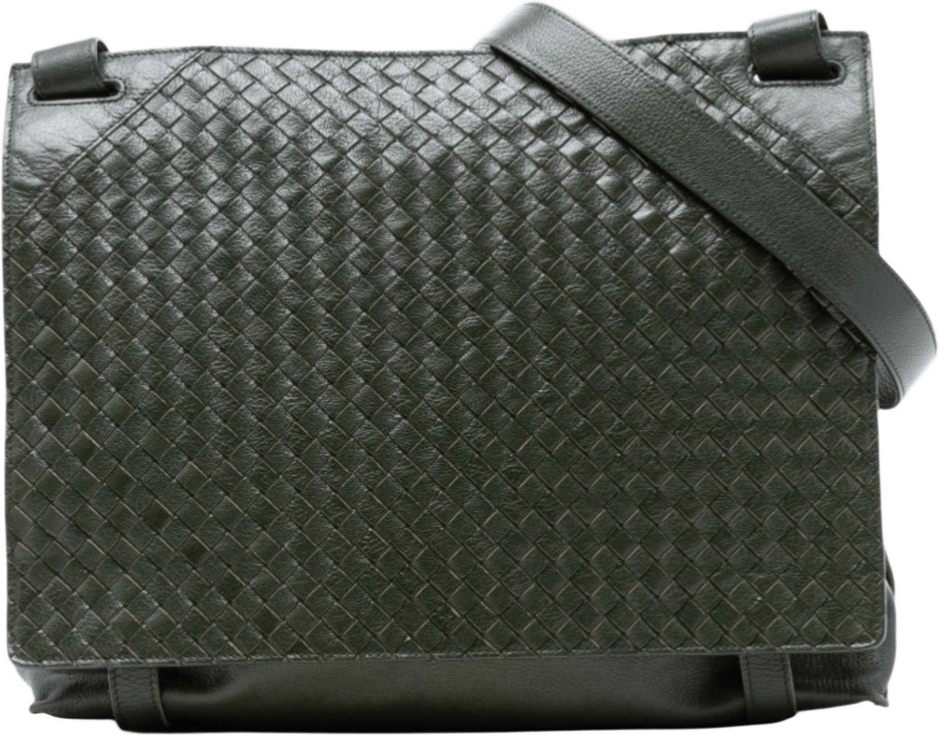 Bottega Veneta Nappa Intrecciato Flap Crossbody, från Luxclusif, i färgen dark green.