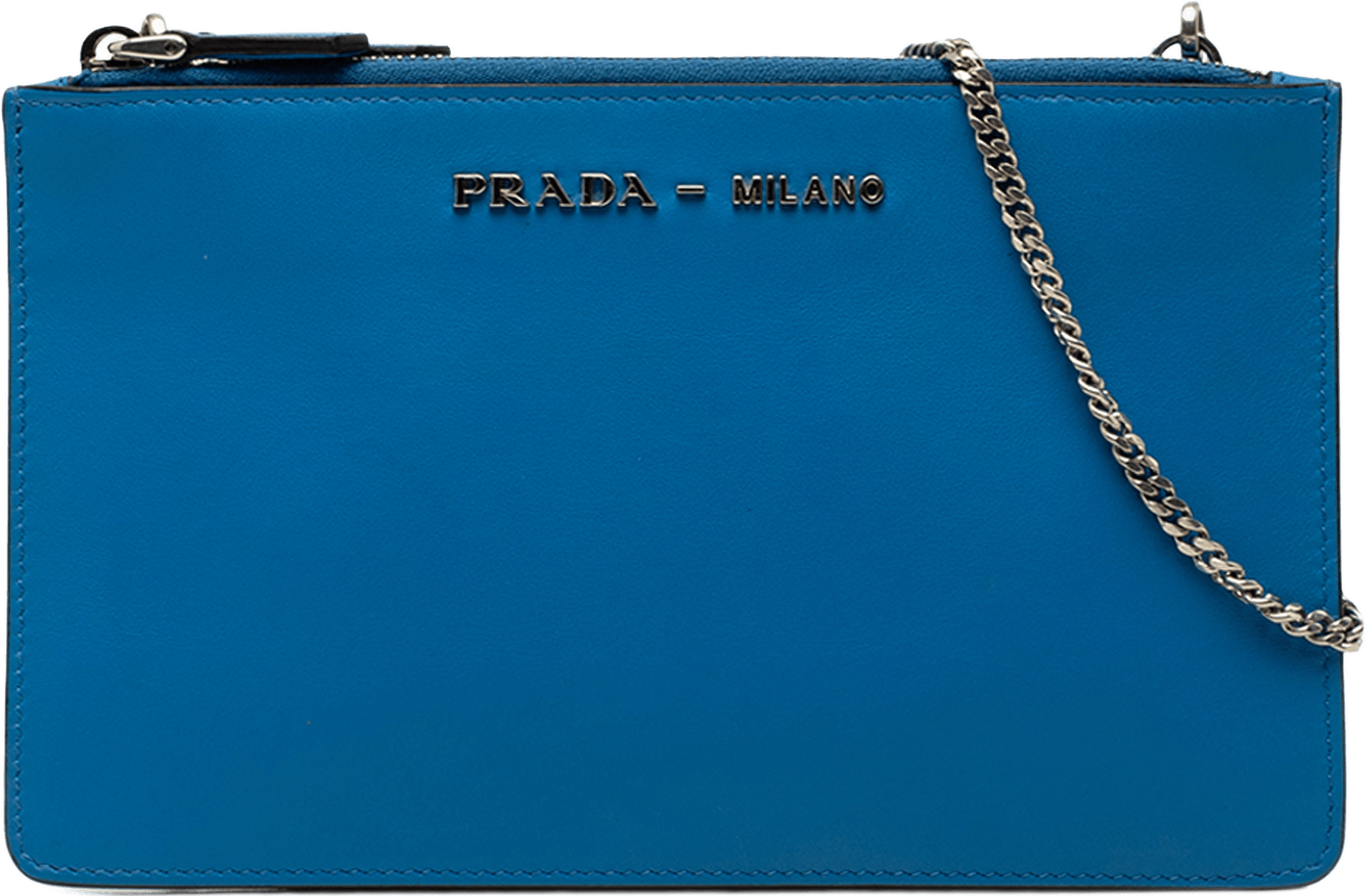 Prada City Calf Double Zip Crossbody, från Luxclusif, i färgen blå.