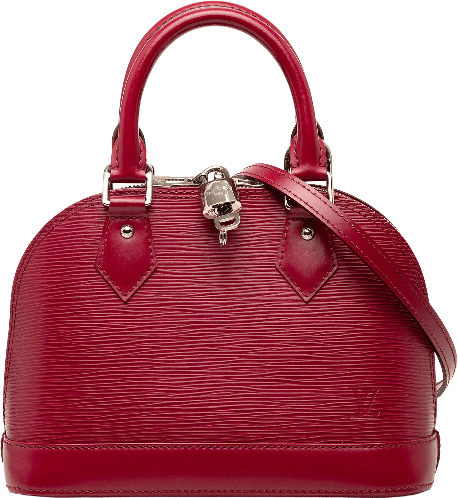 Louis Vuitton Epi Alma Bb, från Luxclusif, i färgen dark pink.