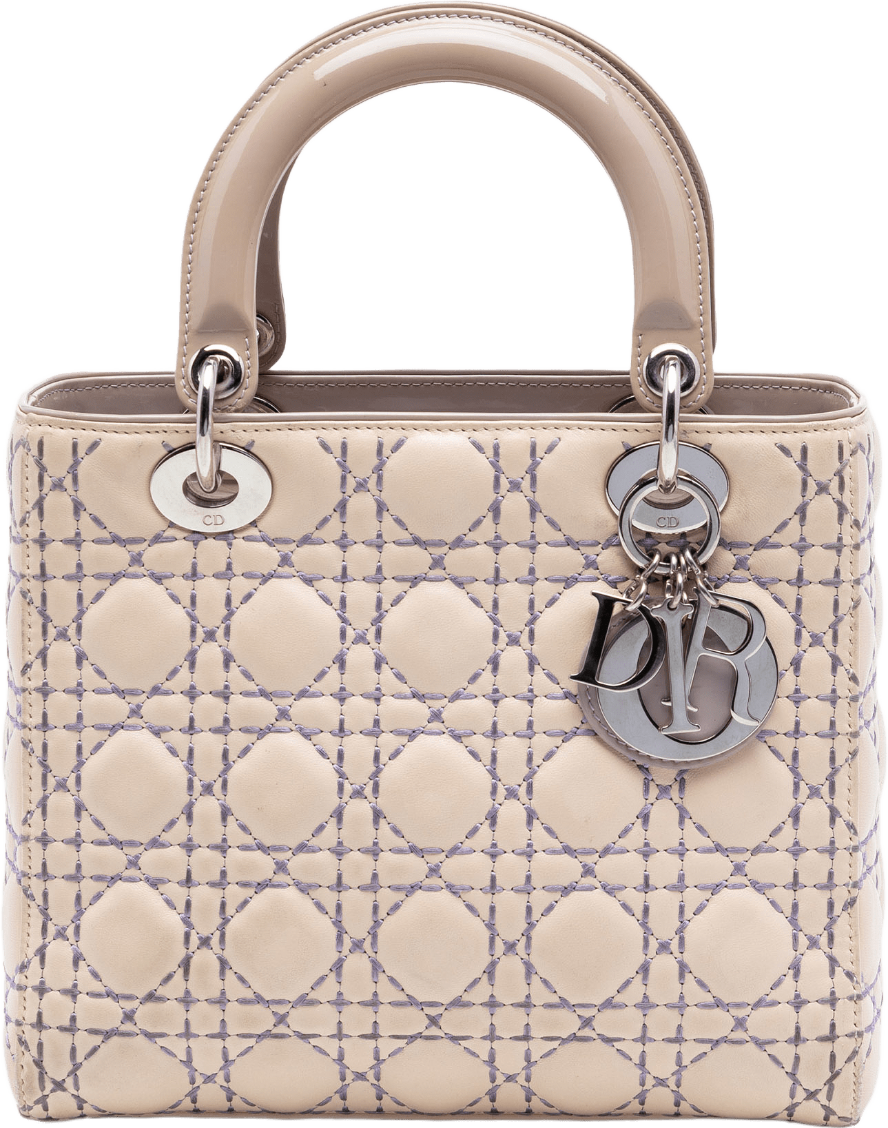 Dior Medium Lambskin Cannage Stitched Lady Dior, från Luxclusif, i färgen beige.