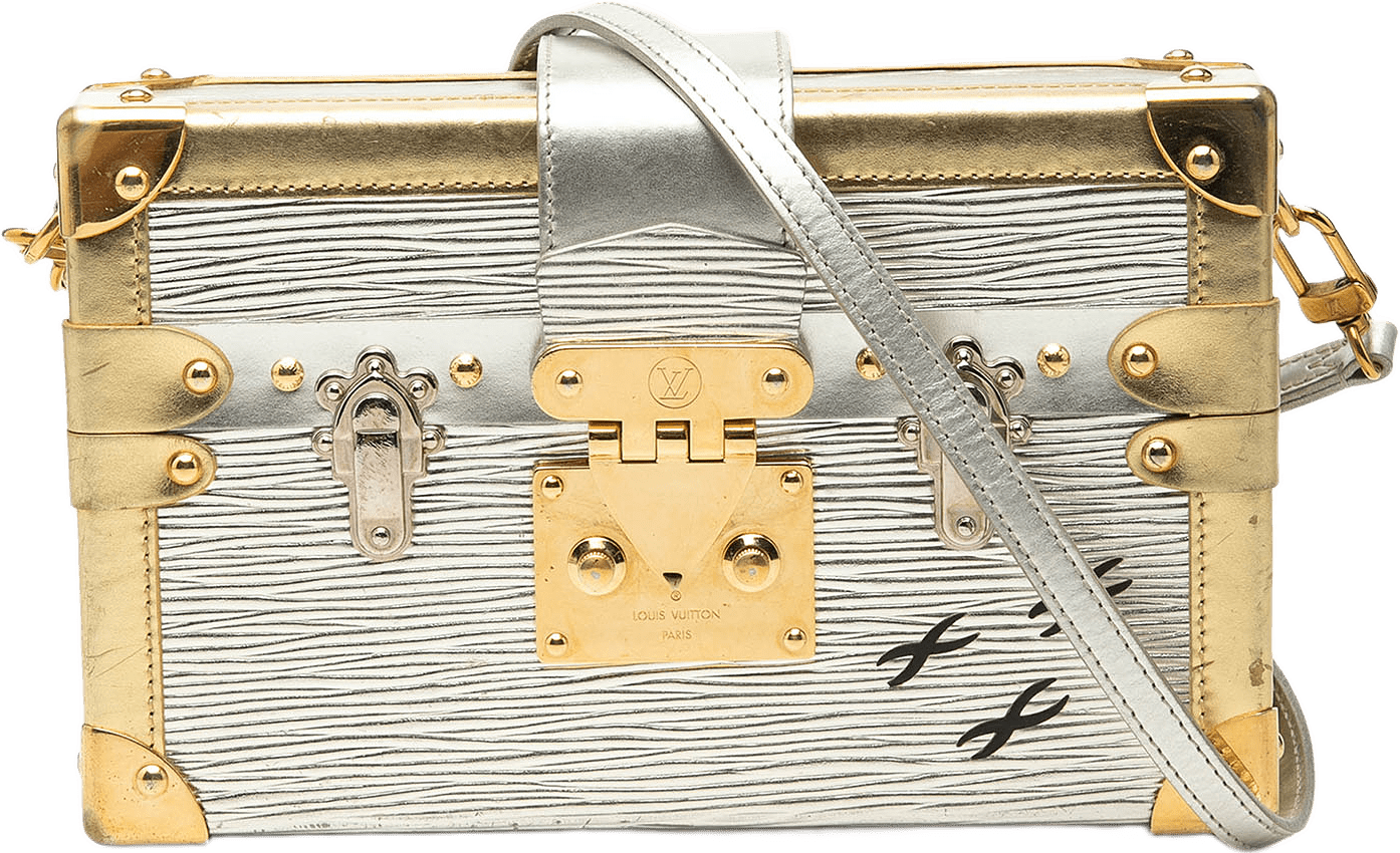 Louis Vuitton Epi Petite Malle, från Luxclusif, i färgen silver.