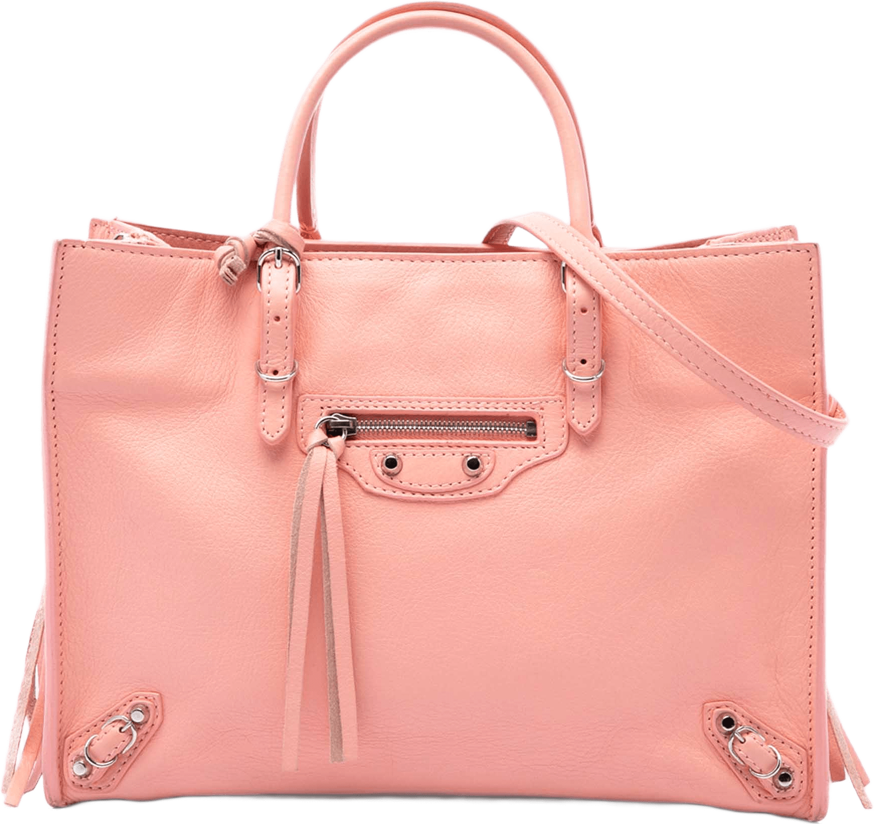 Balenciaga Calfskin Papier A6 Zip Around Satchel, från Luxclusif, i färgen rosa.