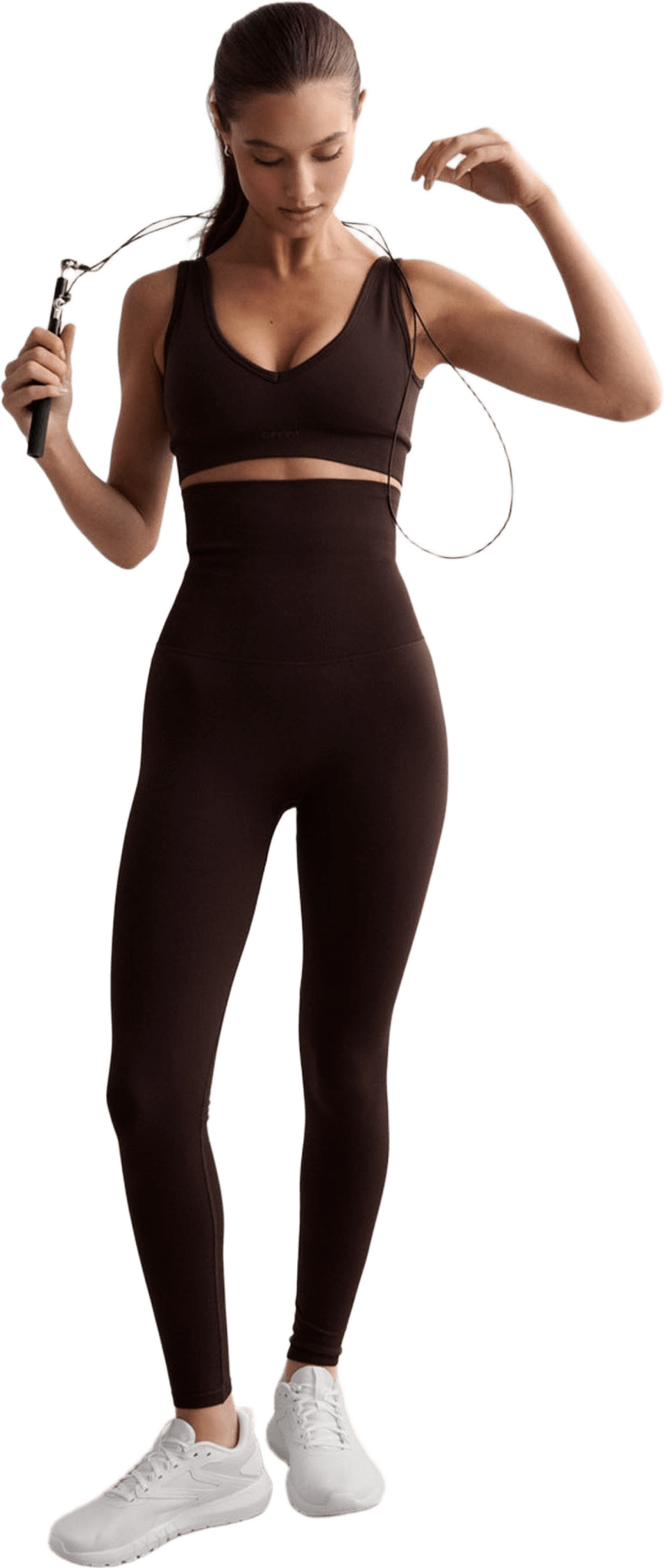 Shape Seamless Core Control Tights, från aim'n, i färgen chocolate.