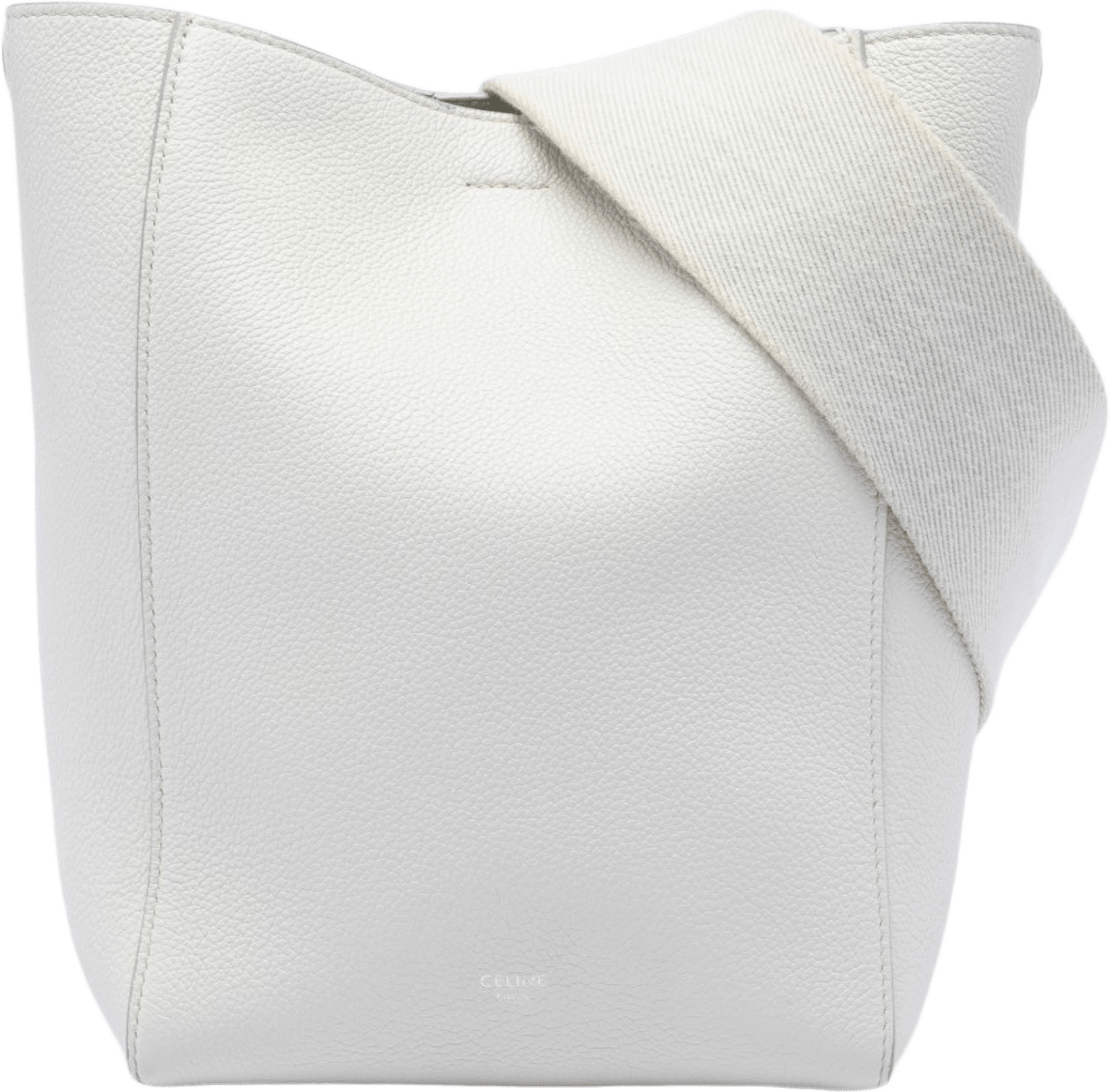 Celine Small Soft Grained Calfskin Seau Sangle Bucket Bag, från Luxclusif, i färgen white.